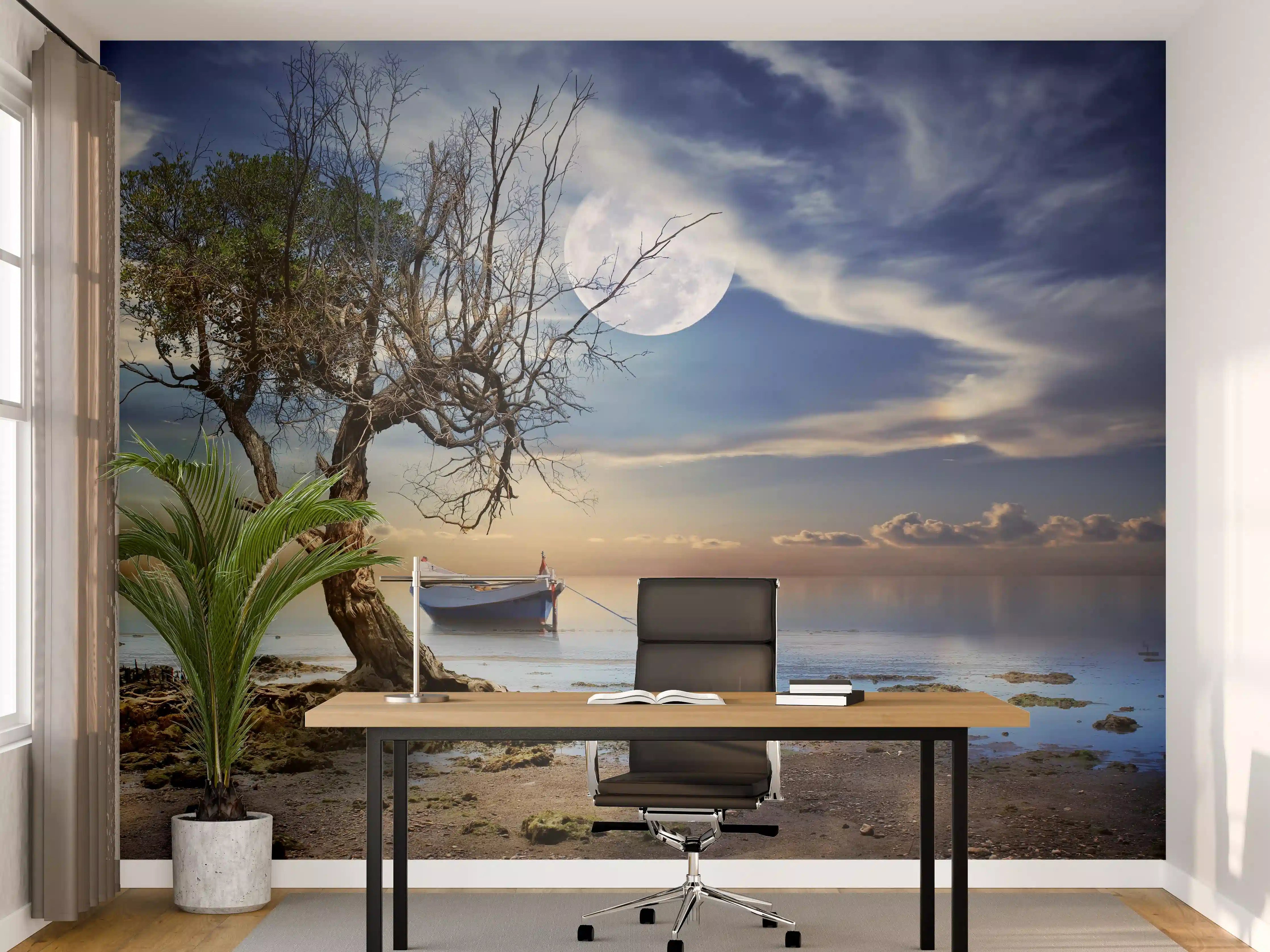 Büro Wandgestaltung - einsamer Baum am Strand