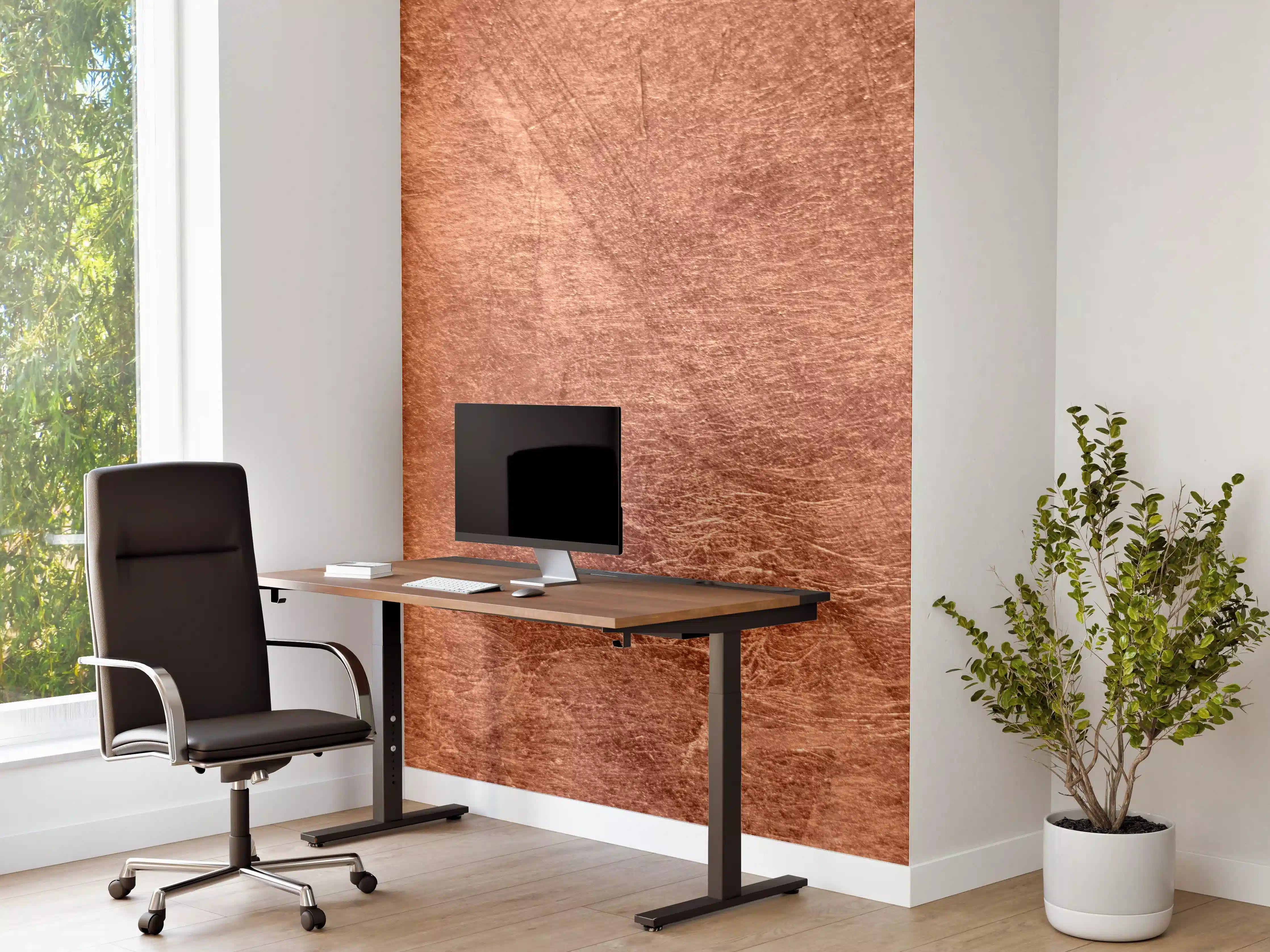 Büro Wandgestaltung - gebürstetes belichtetes Kupfer