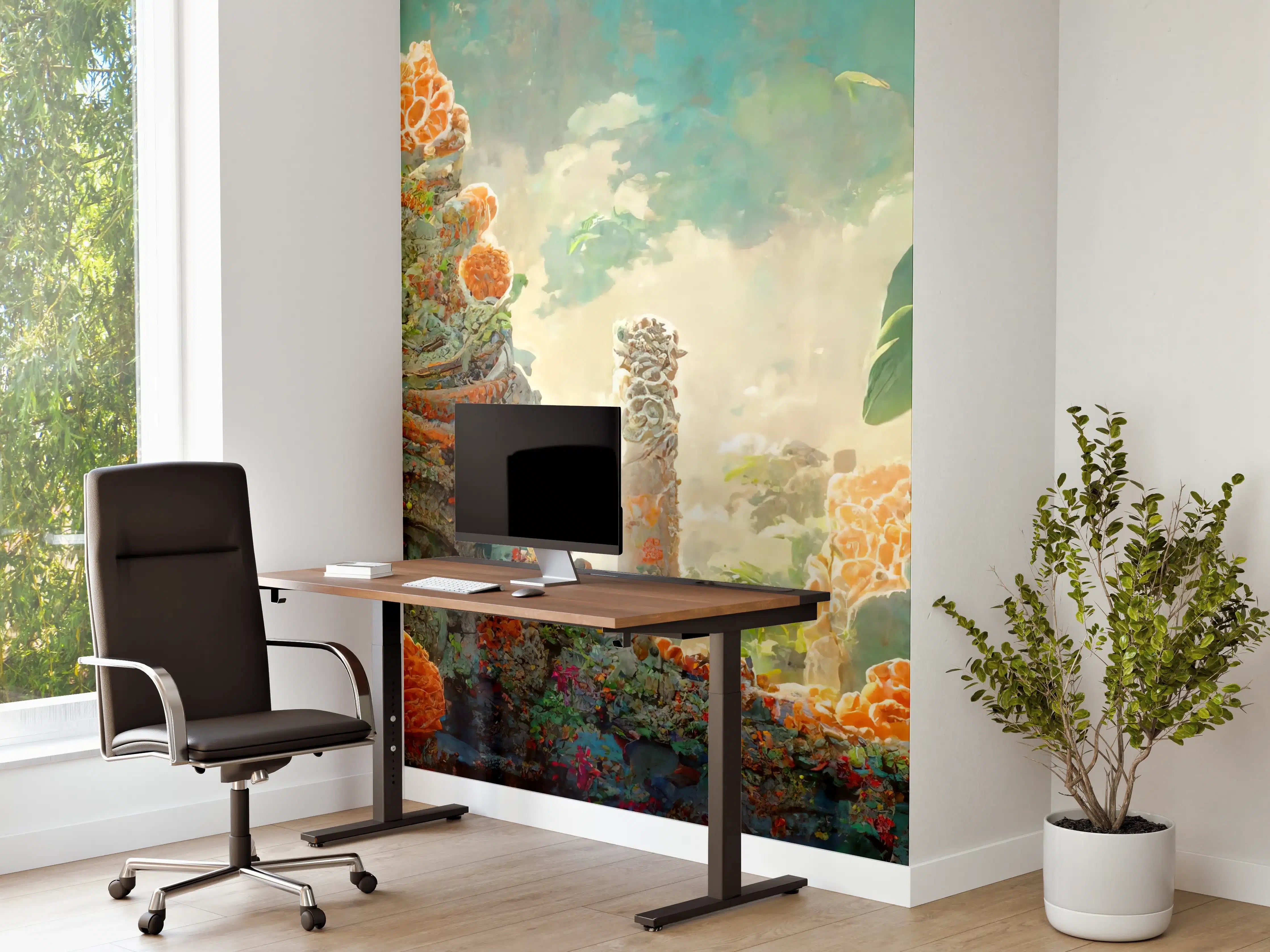 Büro Wandgestaltung - gelbe Blumen
