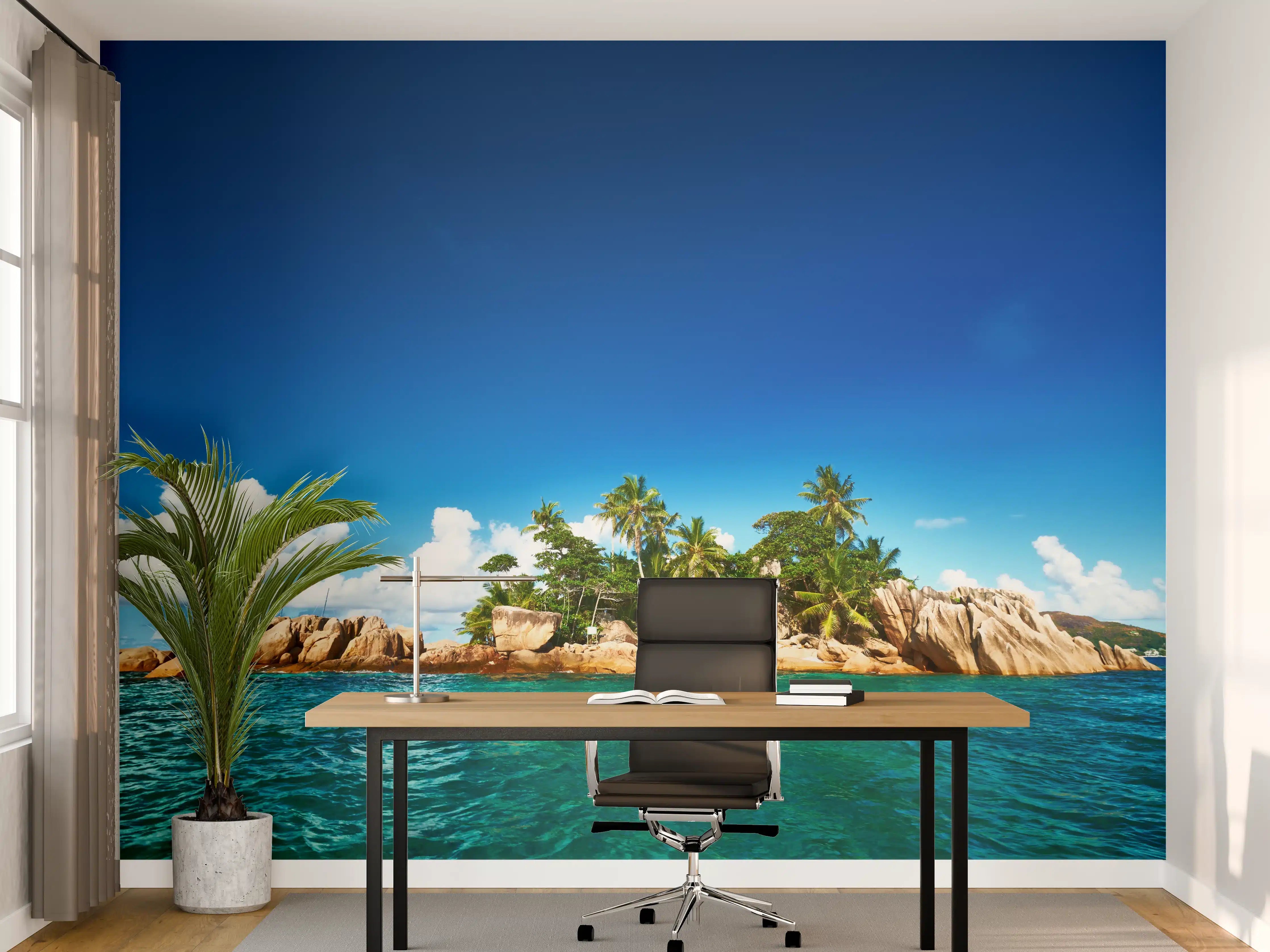 Büro Wandgestaltung - kleine tropische Insel vor Sankt Pierre