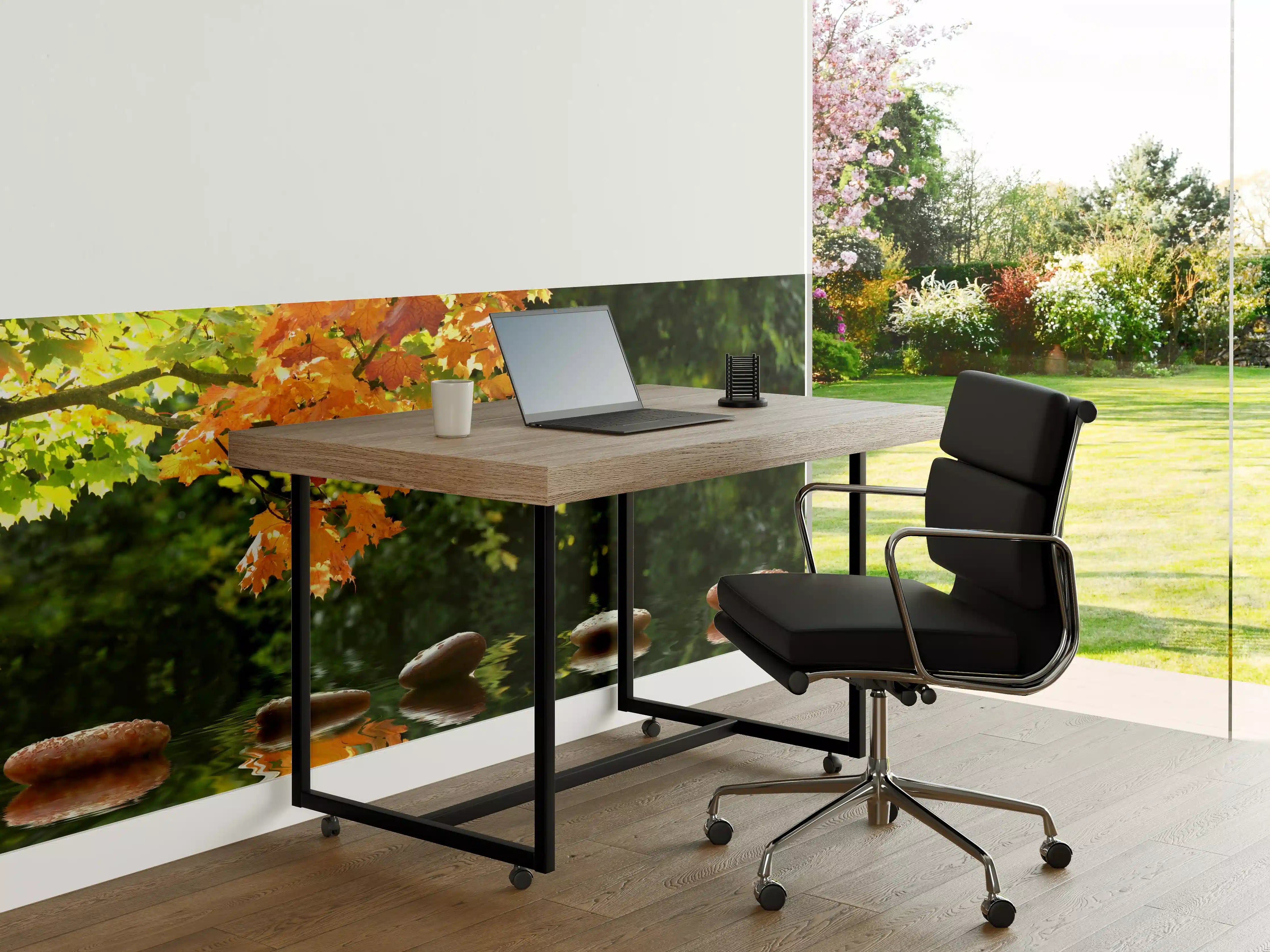 Büro Wandgestaltung - kraftvolle Steine im Teich