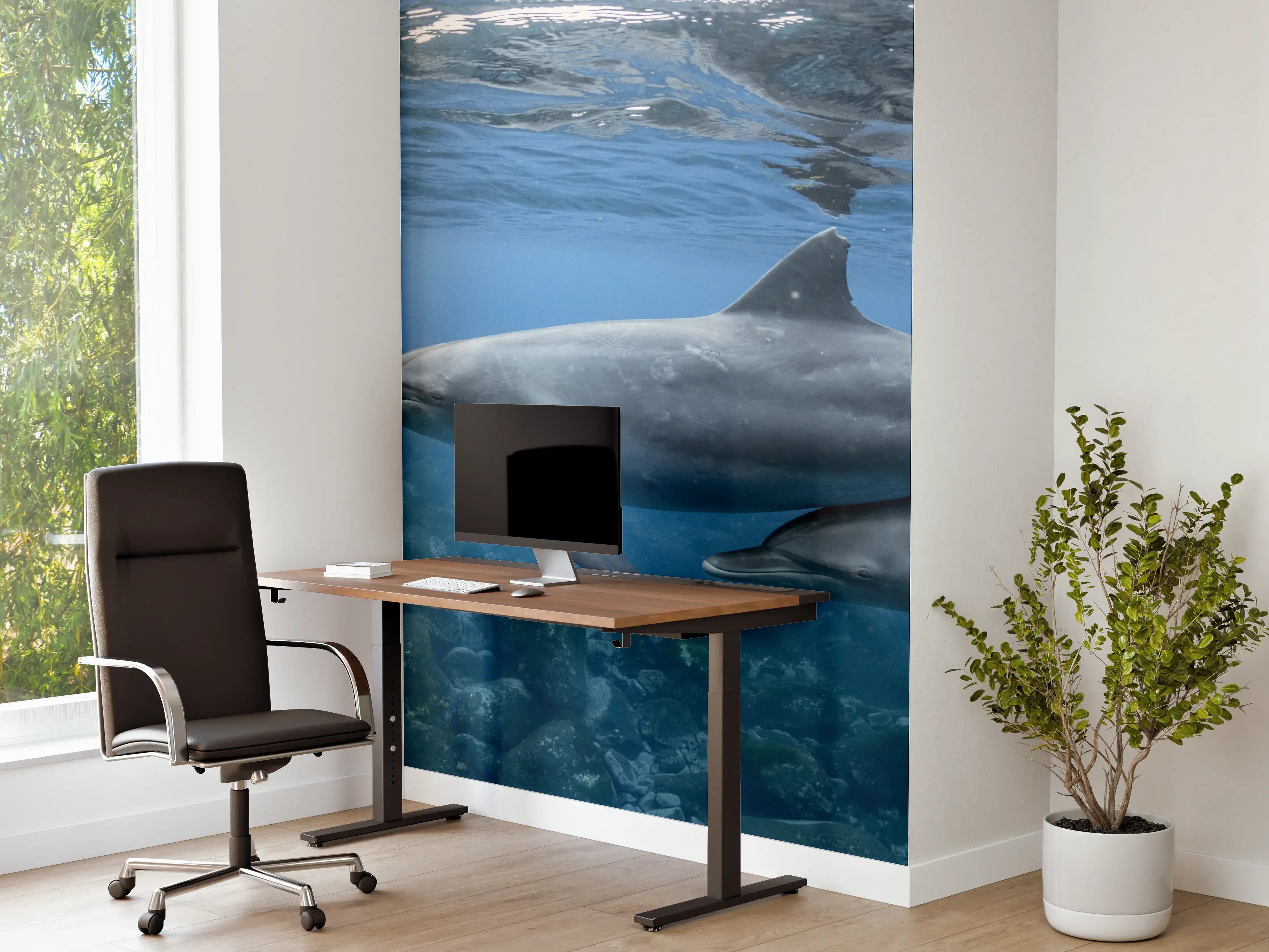 Büro Wandgestaltung - niedliche Delfin-Familie