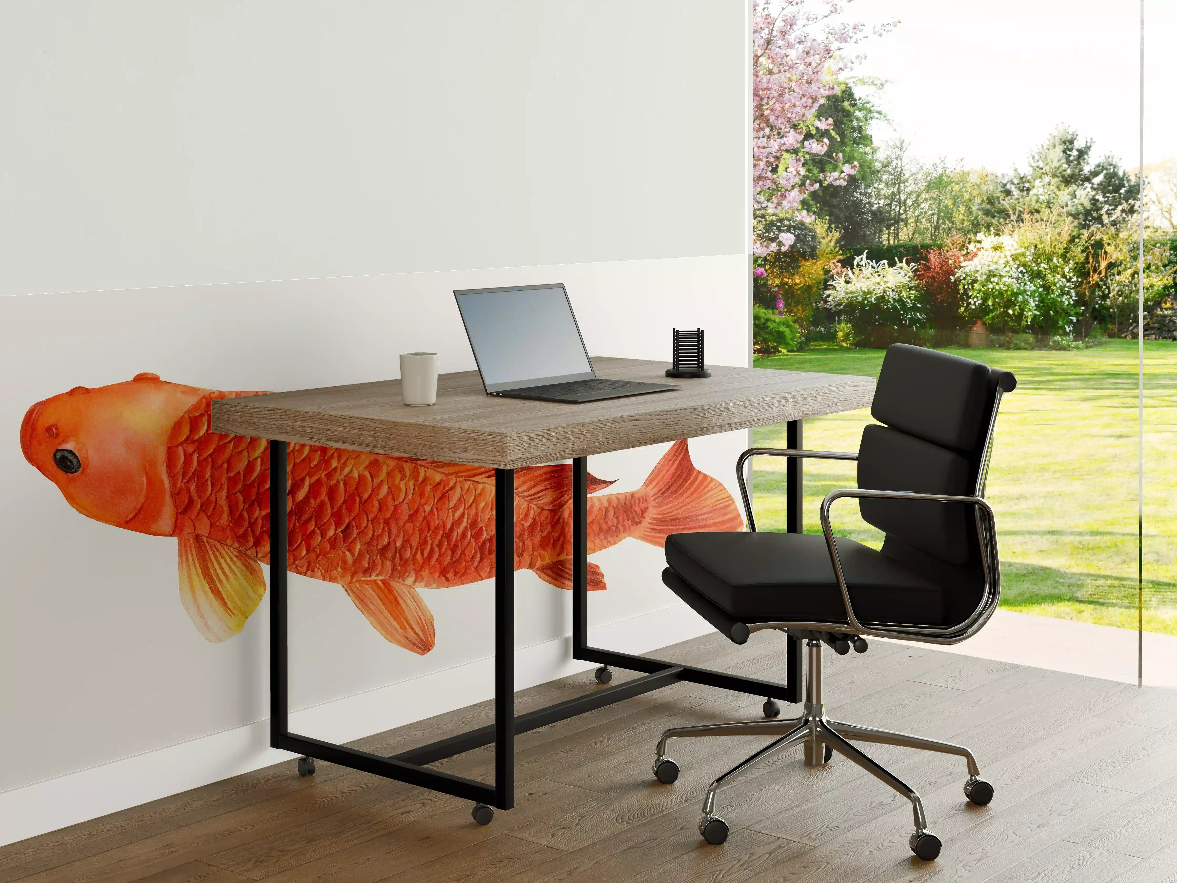 Büro Wandgestaltung - orangefarbener Koi