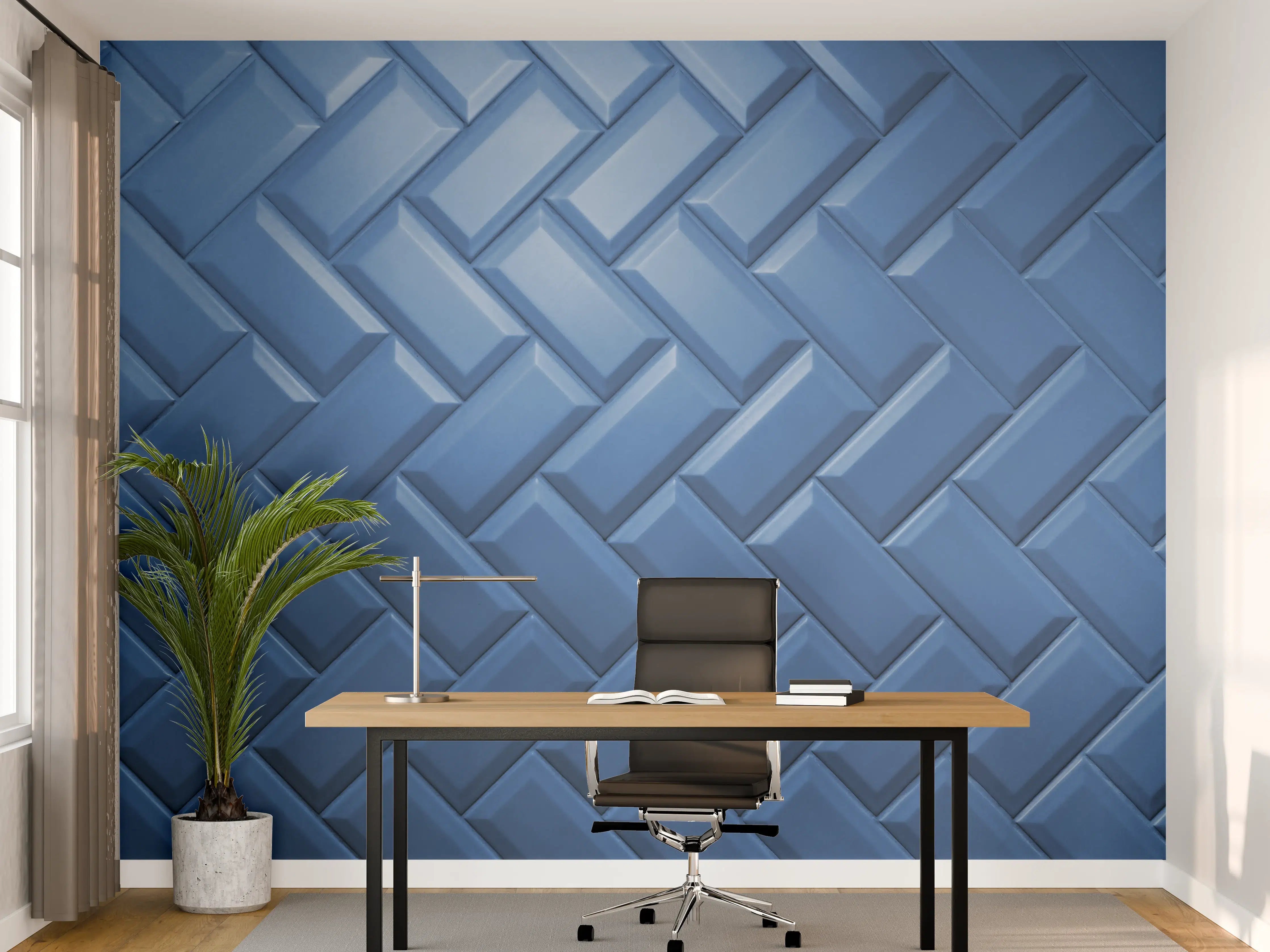 Büro Wandgestaltung - phantomblaue matte Keramikfliesen