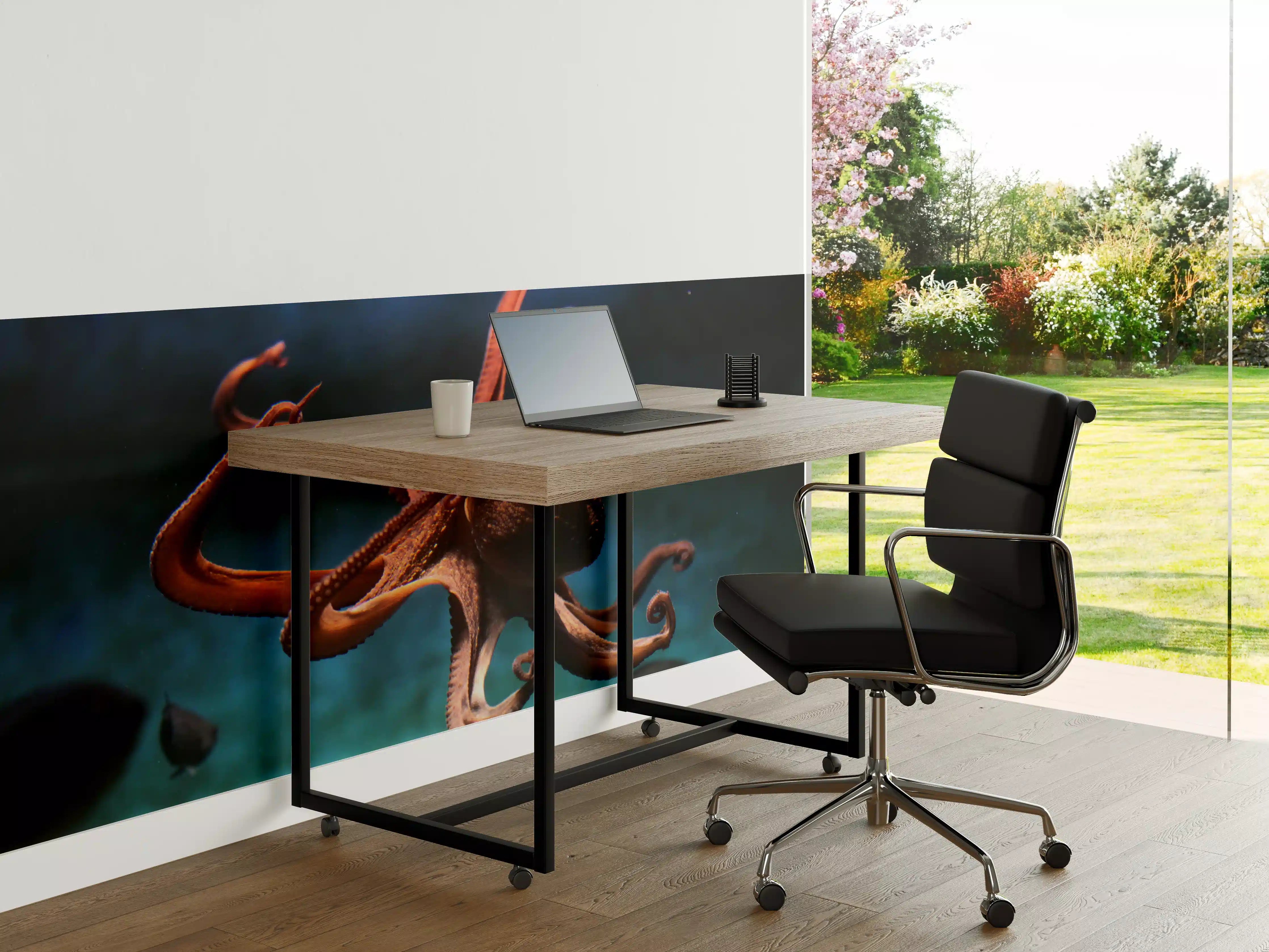Büro Wandgestaltung - rötlicher Oktopus Unterwasser