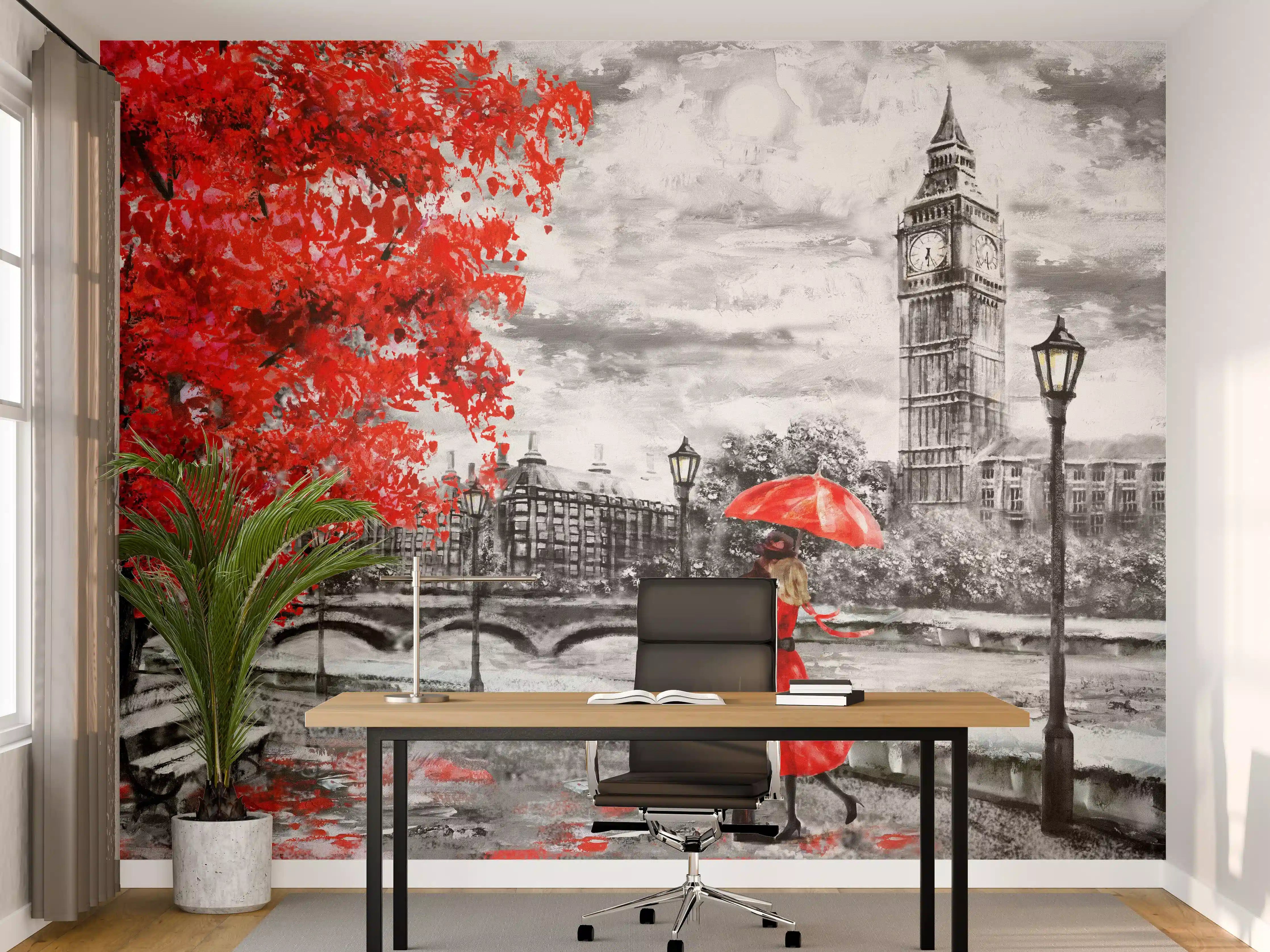 Büro Wandgestaltung - romantisierte Szenerie von Paar in London