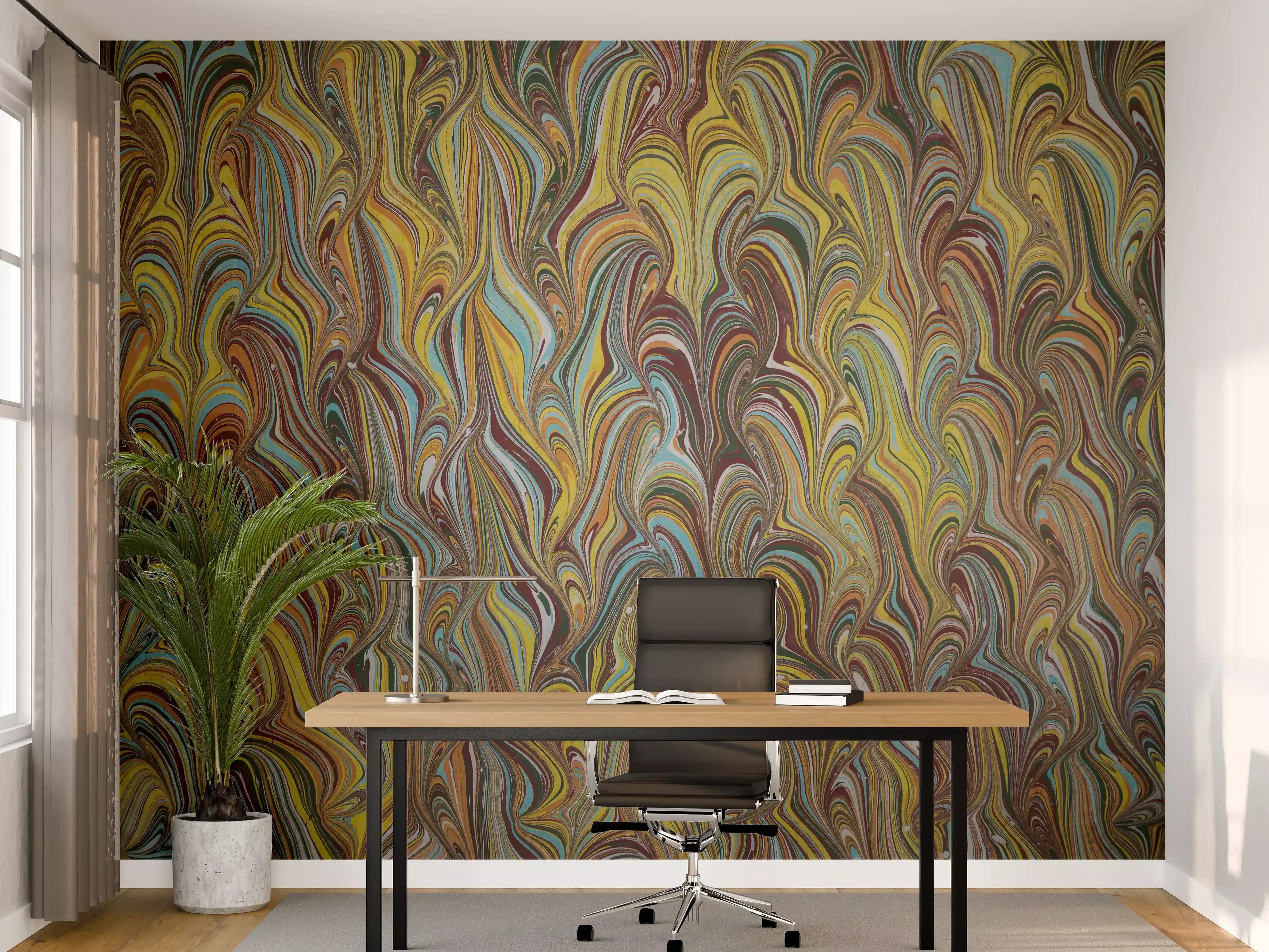 Büro Wandgestaltung - traditionelles türkisches Ebru - Papier