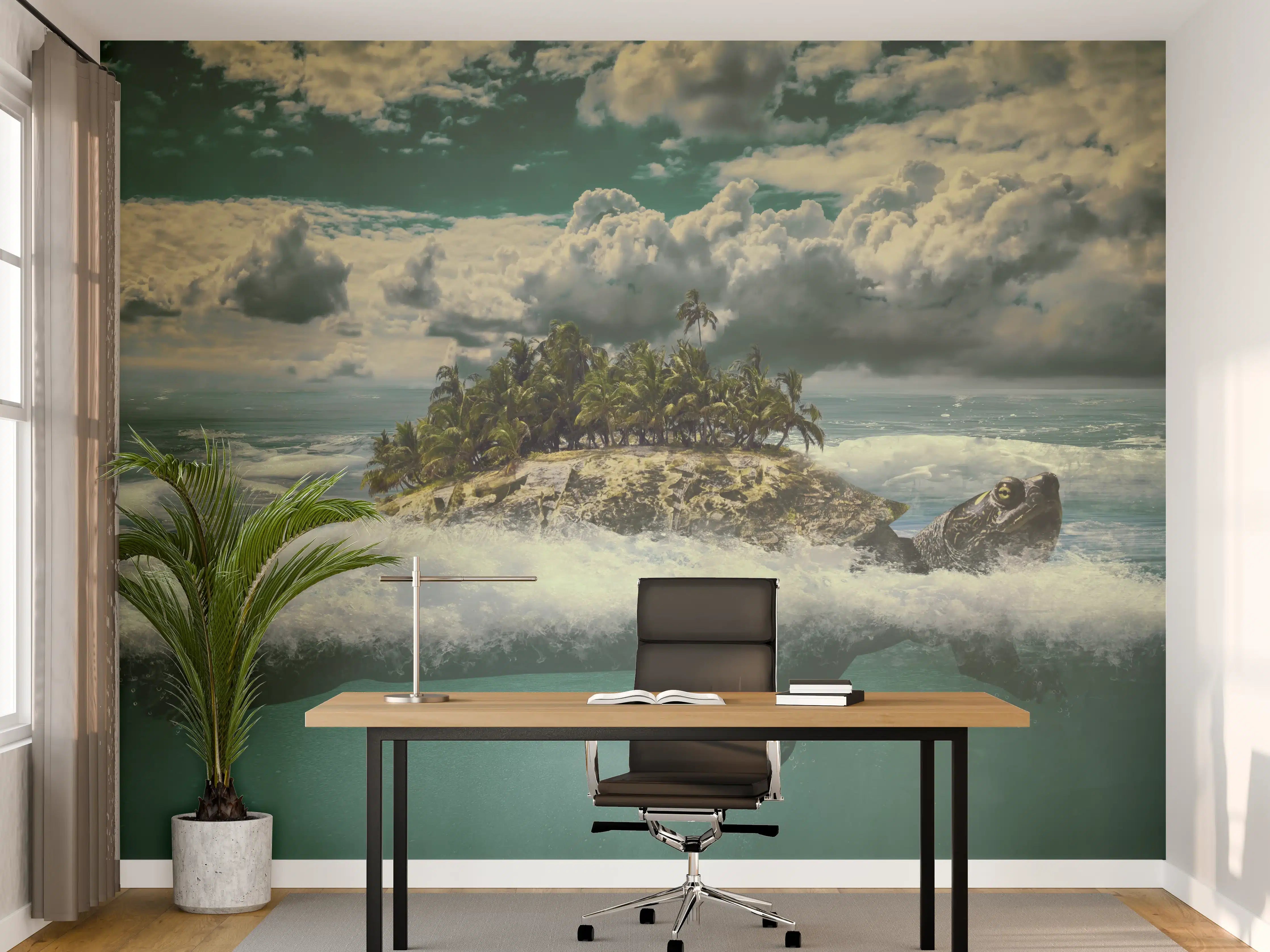 Büro Wandgestaltung - tropische Wanderinsel im Meer