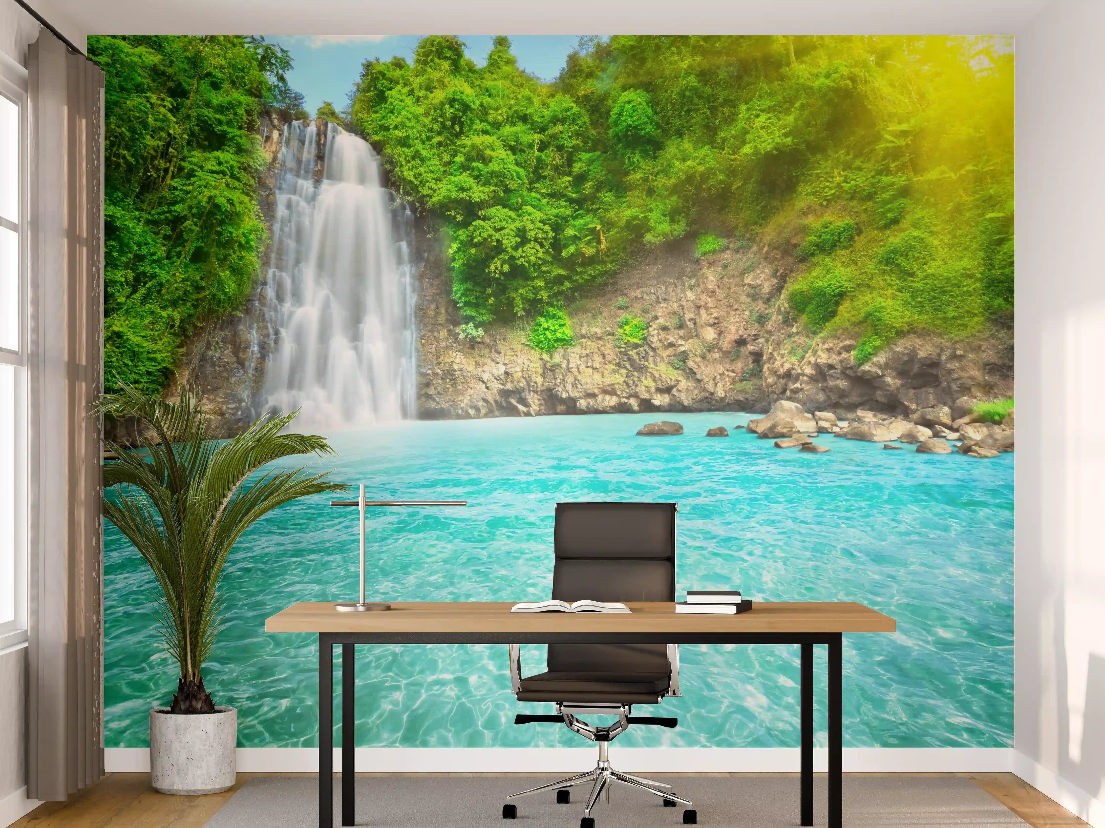 Büro Wandgestaltung - tropischer Wasserfall