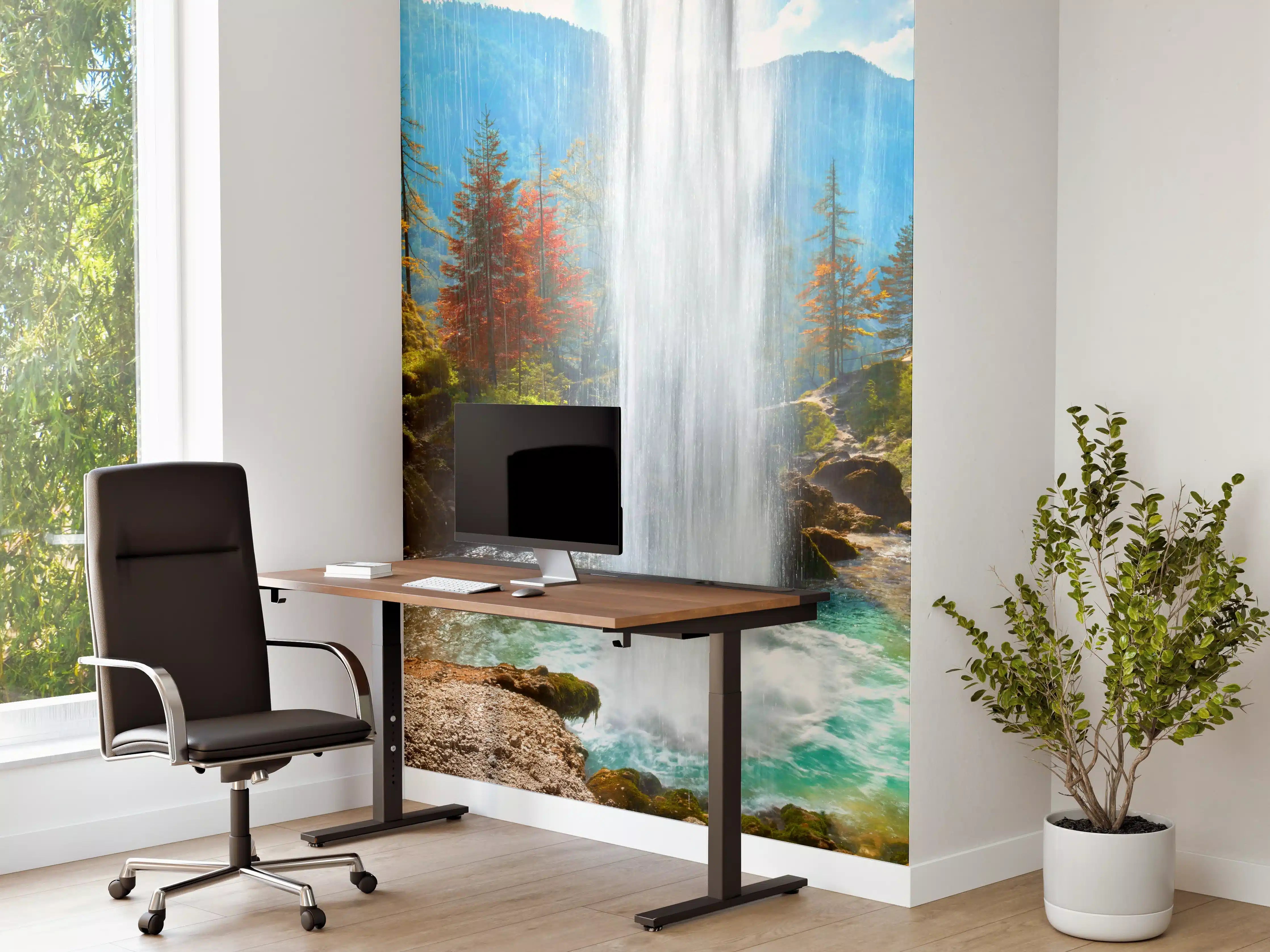 Büro Wandgestaltung - türkiser Wasserfall in Slowenien
