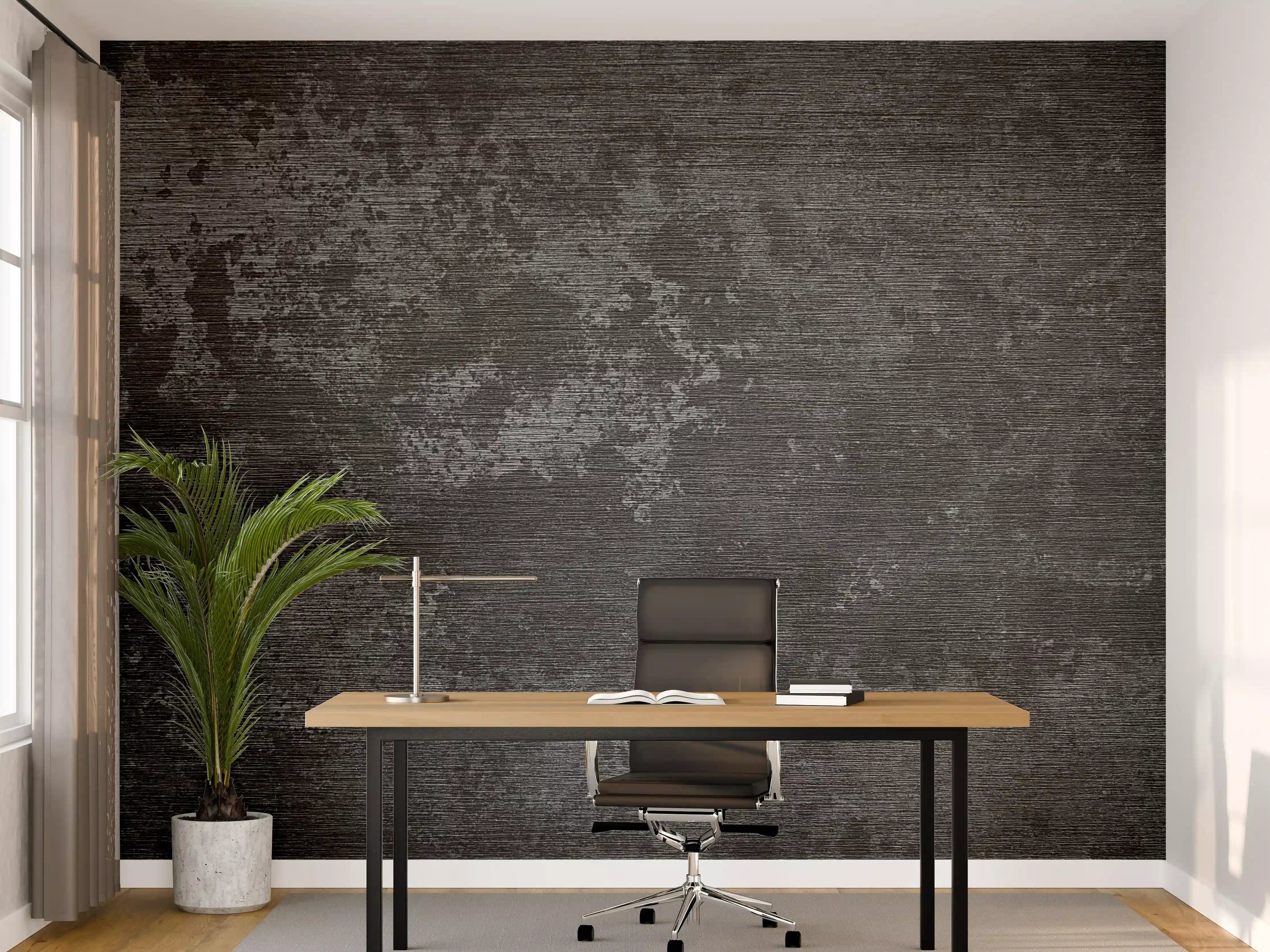 Büro Wandgestaltung - wild gebürstetes Metall