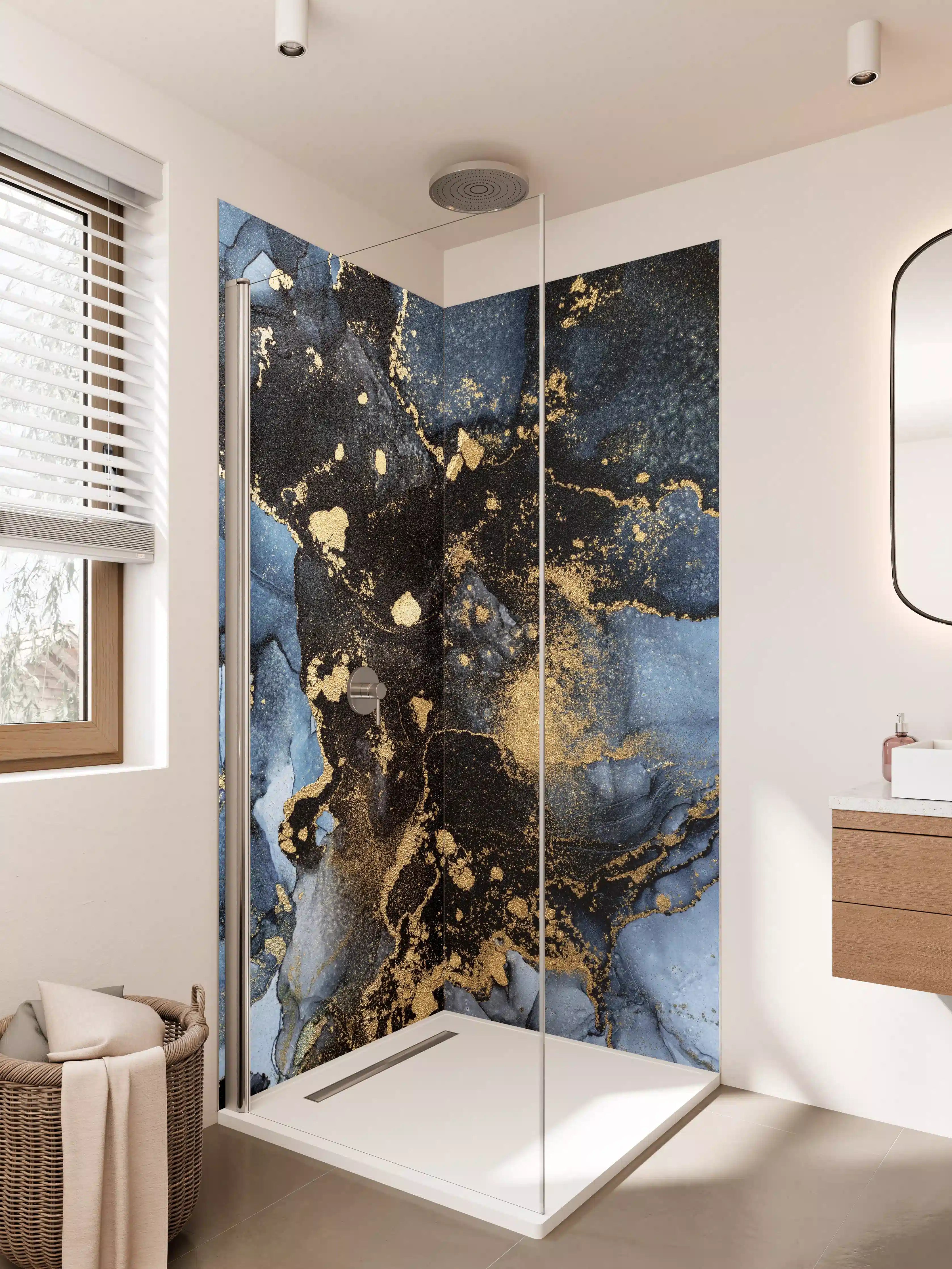 Duschrückwand - Abstraktes Marmor Wanddesign - Flüssigmalerei