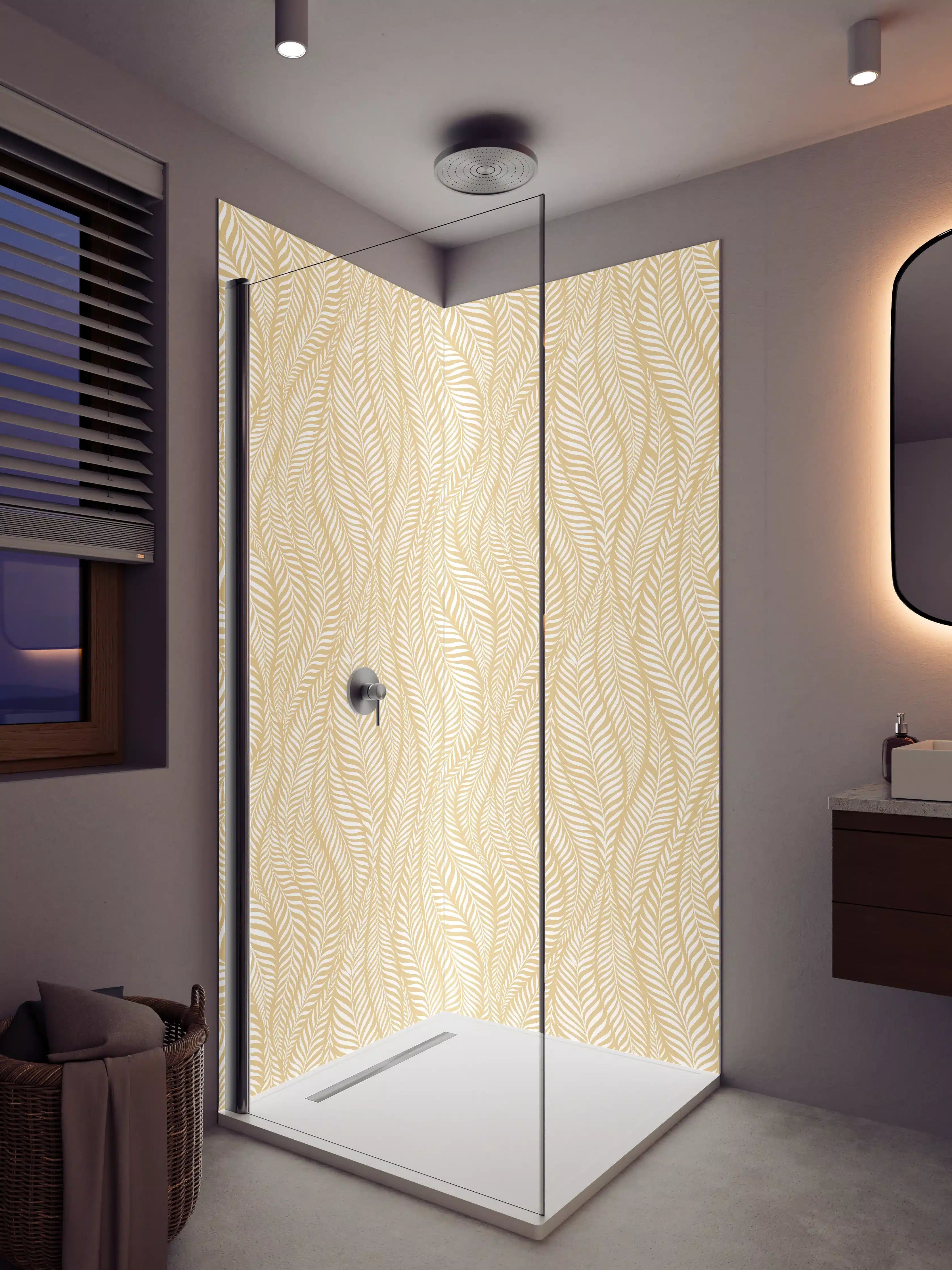Duschrückwand - Beige Giraffenmuster mit feiner Linienstruktur