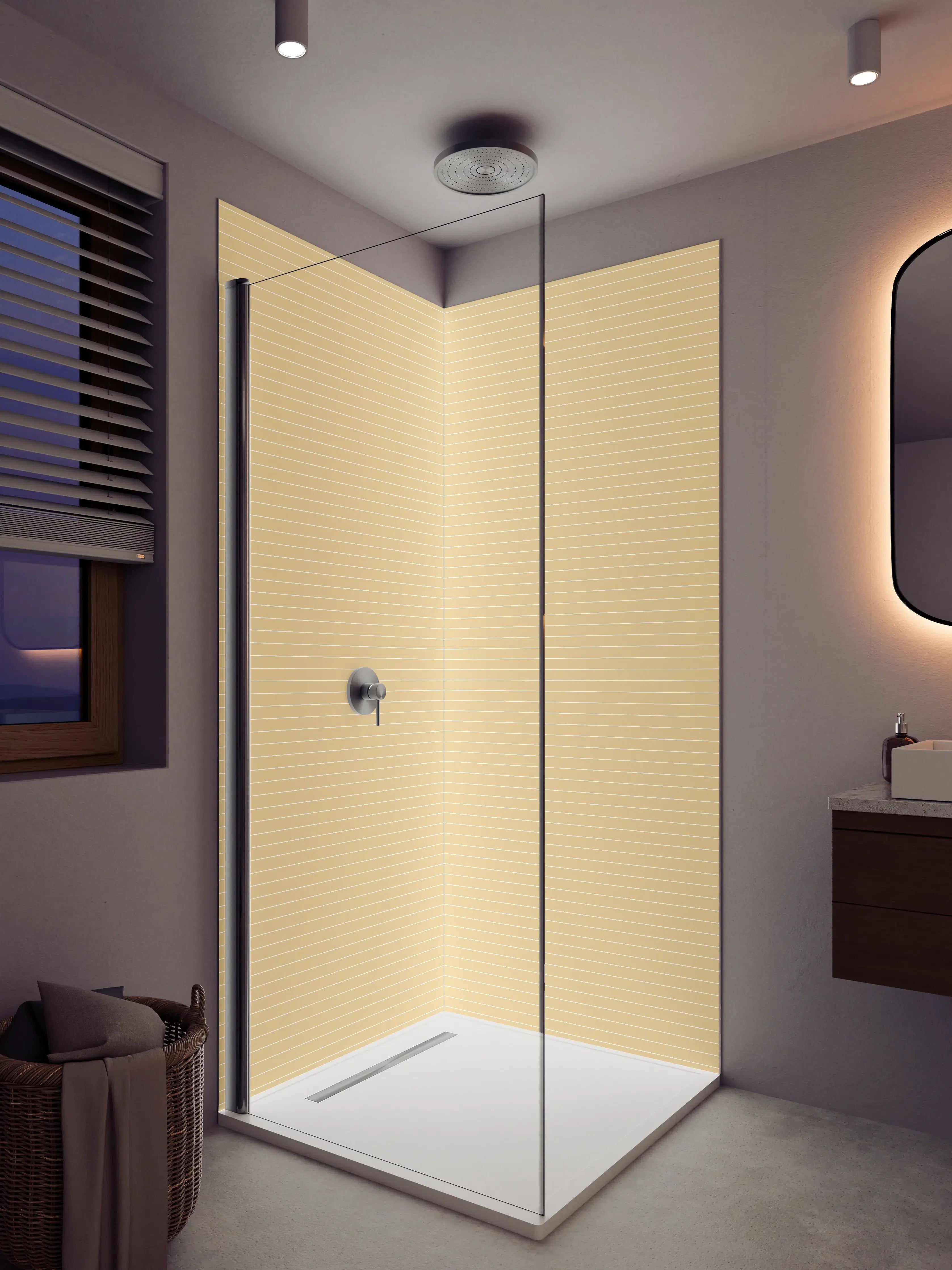 Duschrückwand - Beige Linienmuster mit subtiler Textur