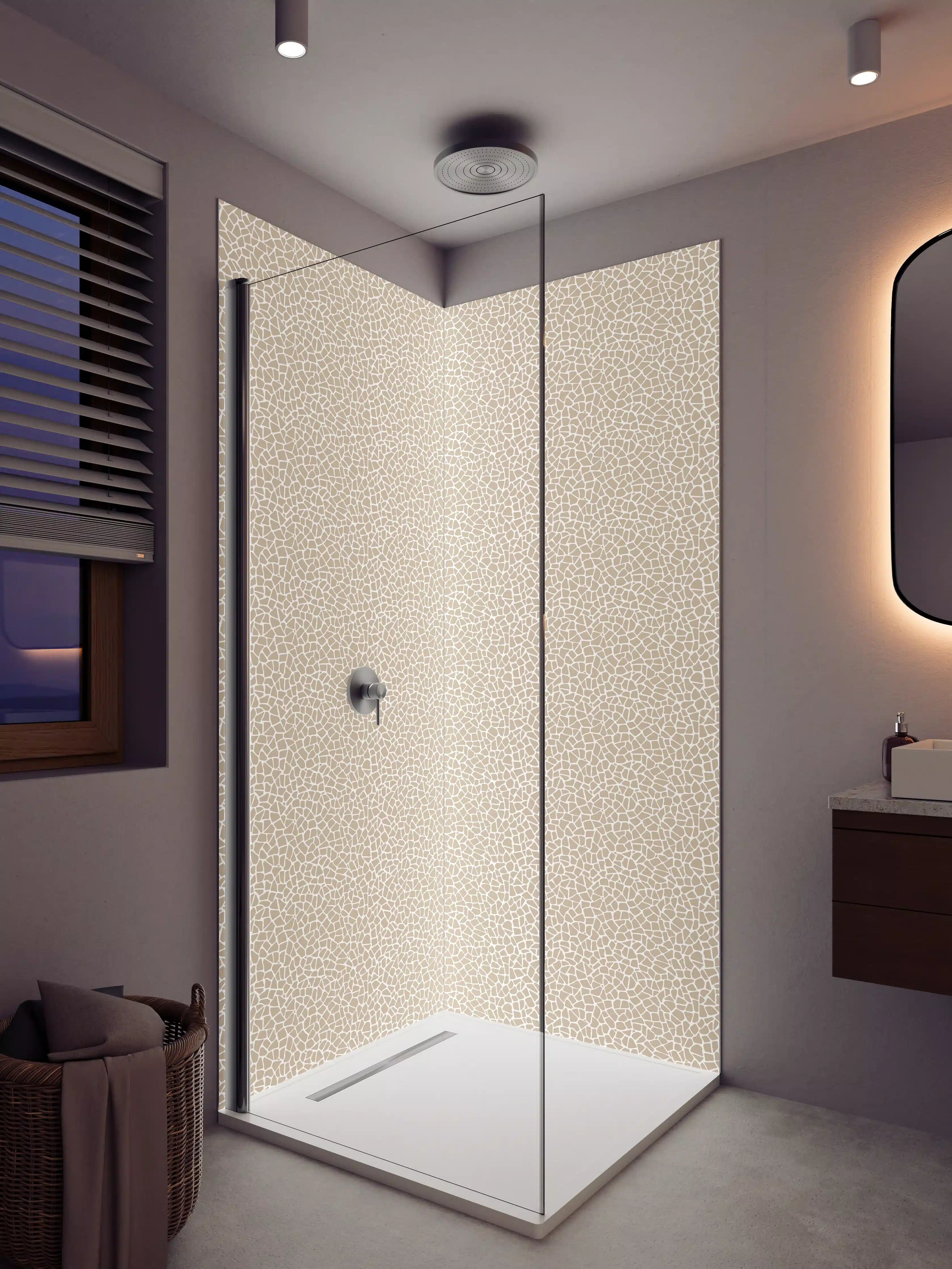 Duschrückwand - Beige Sandsteinstruktur mit feiner Oberfläche