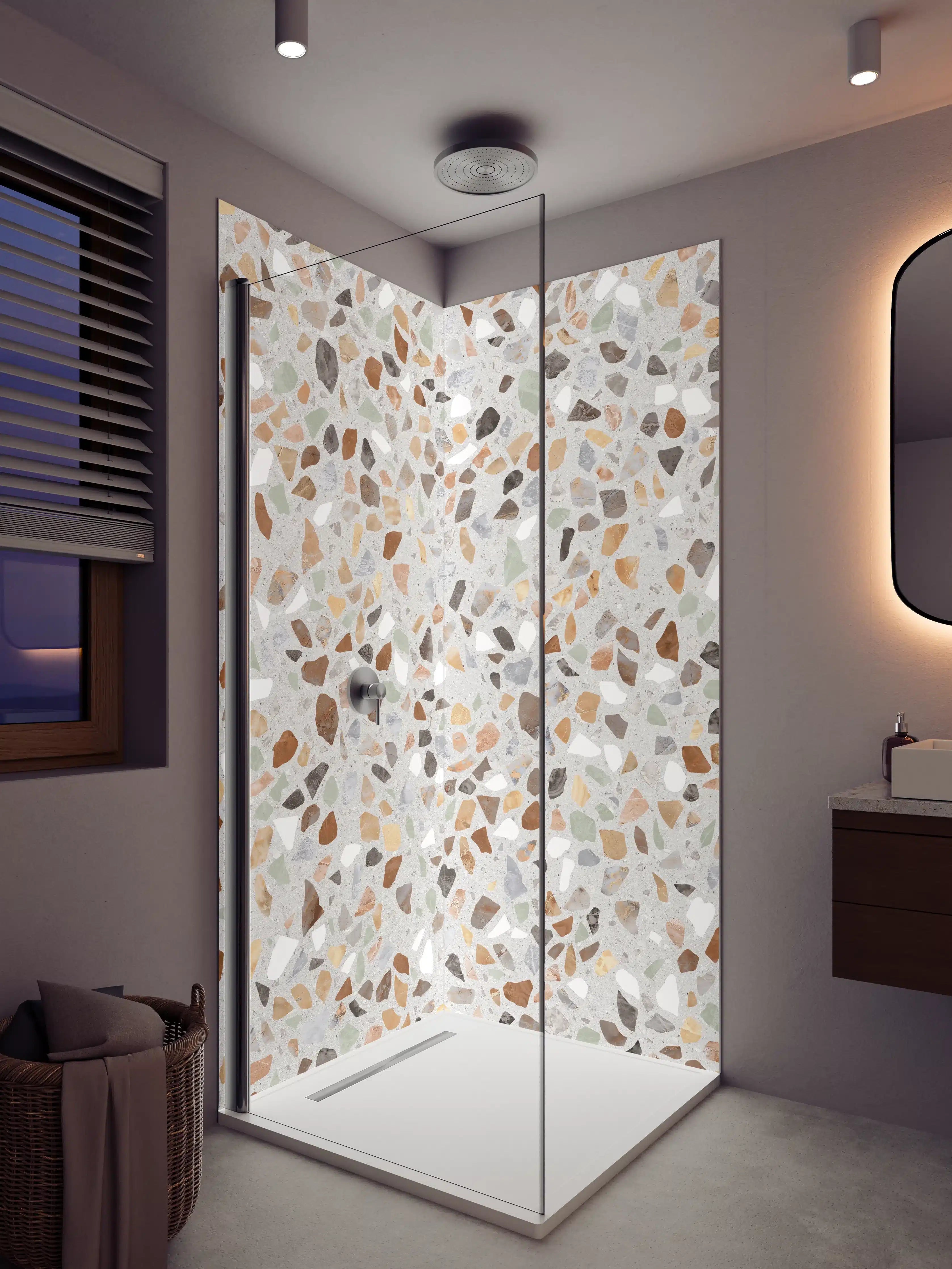 Duschrückwand - Beige-Terrakotta-Mosaik mit Quarzoptik