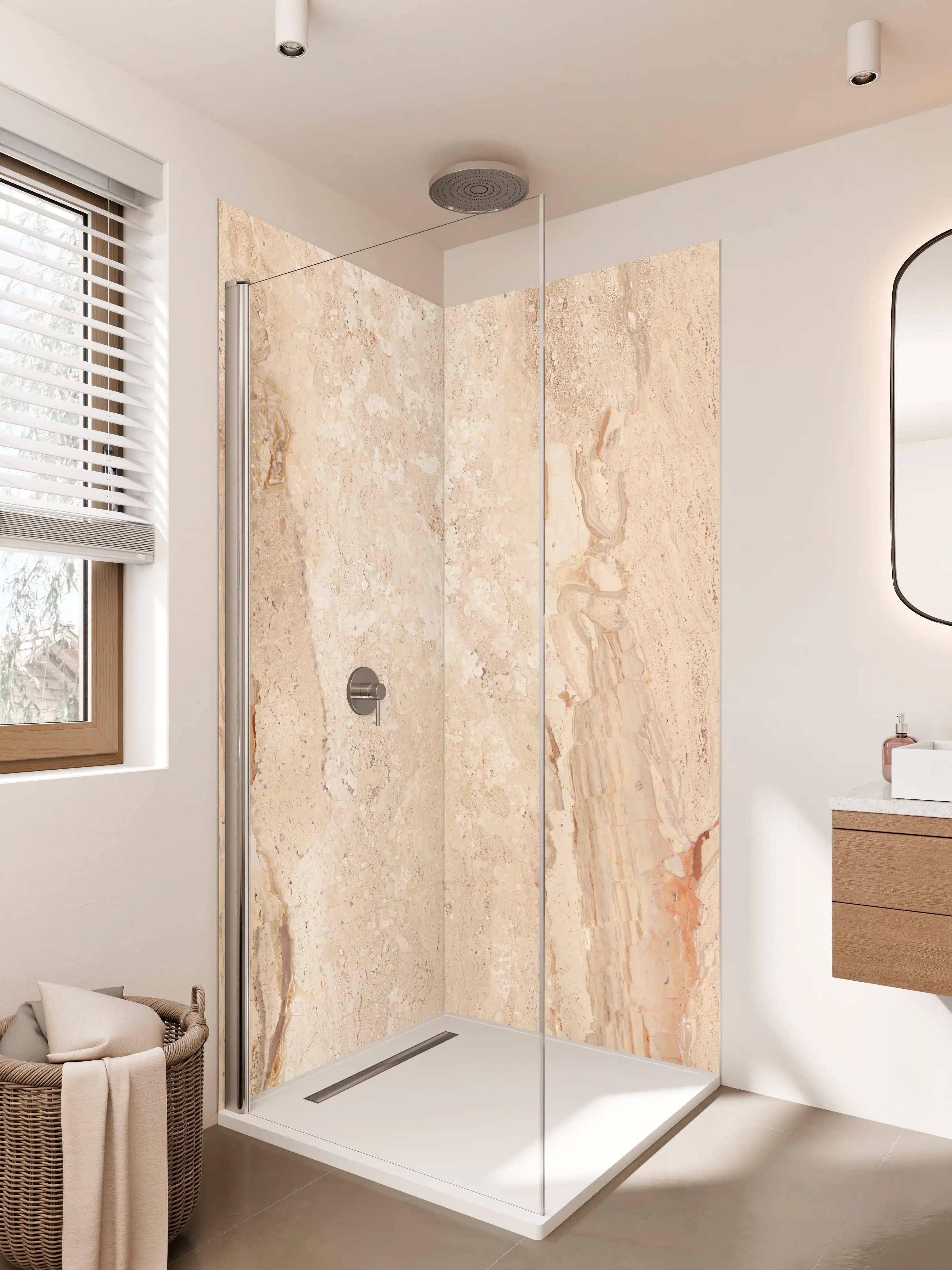 Duschrückwand - Beige Travertin Steinoptik