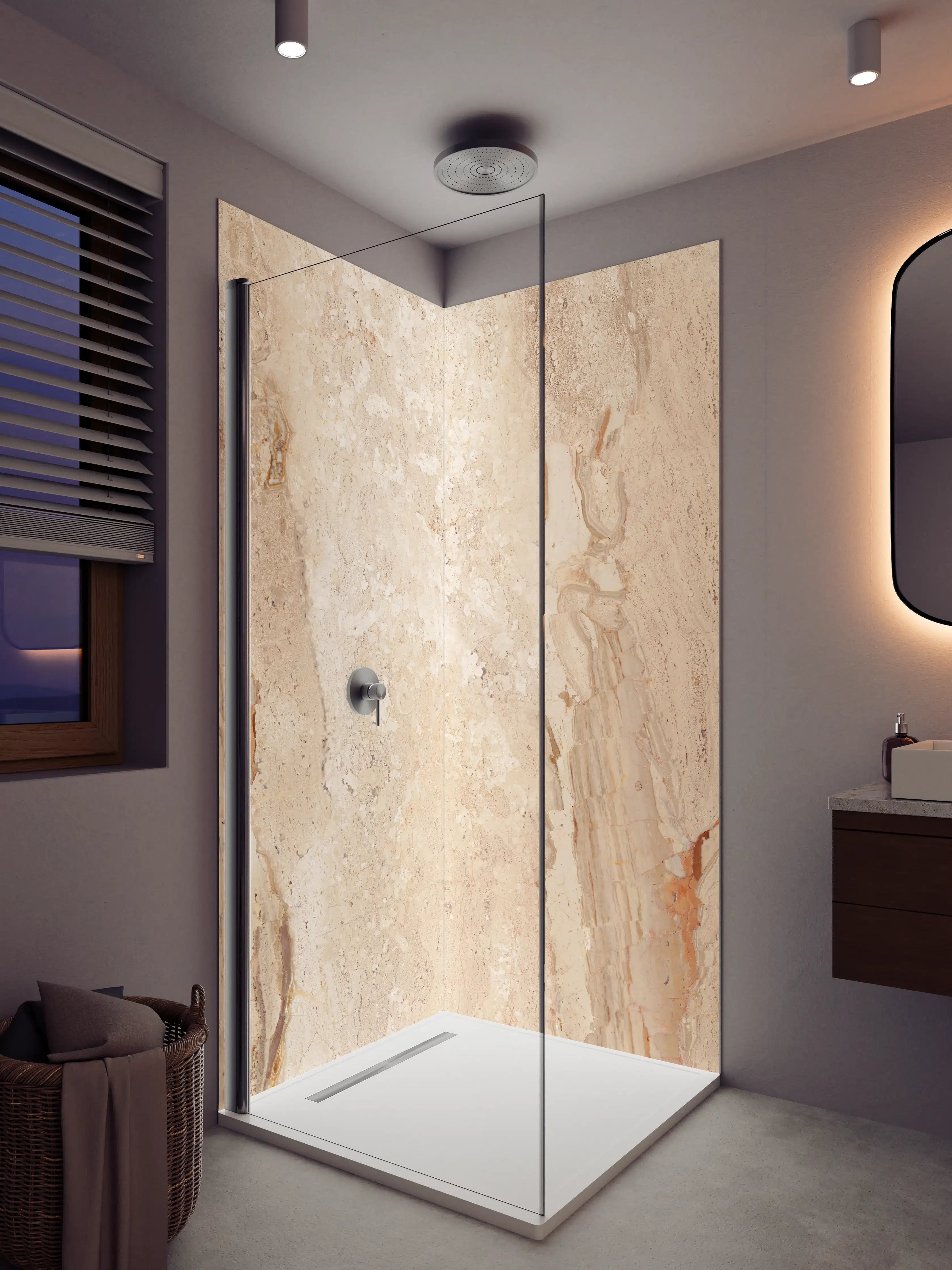 Duschrückwand - Beige Travertin Steinoptik