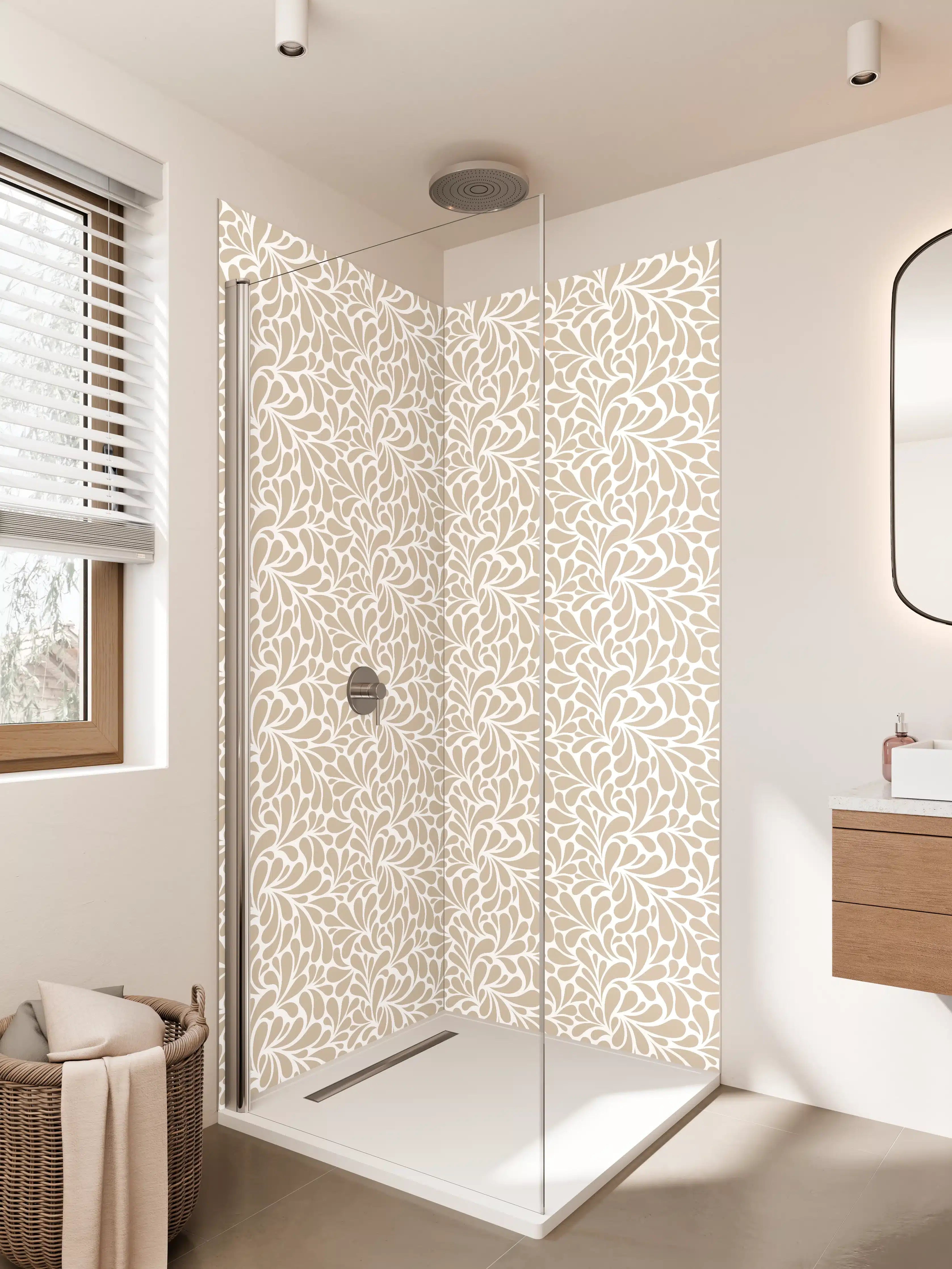 Duschrückwand - Beige-Weiße Muster-Textur