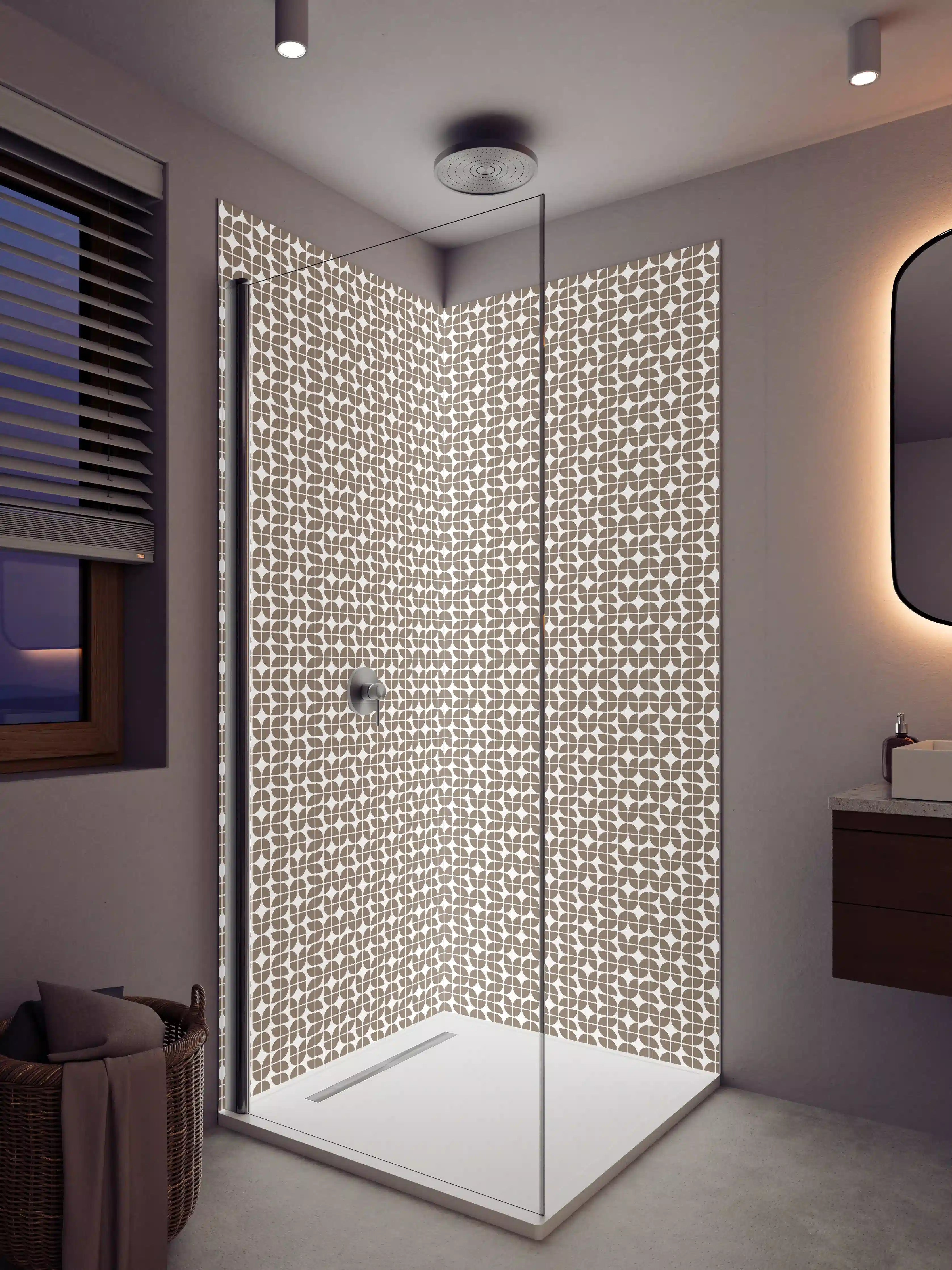 Duschrückwand - Beige-grau geometrisches Mustermotiv