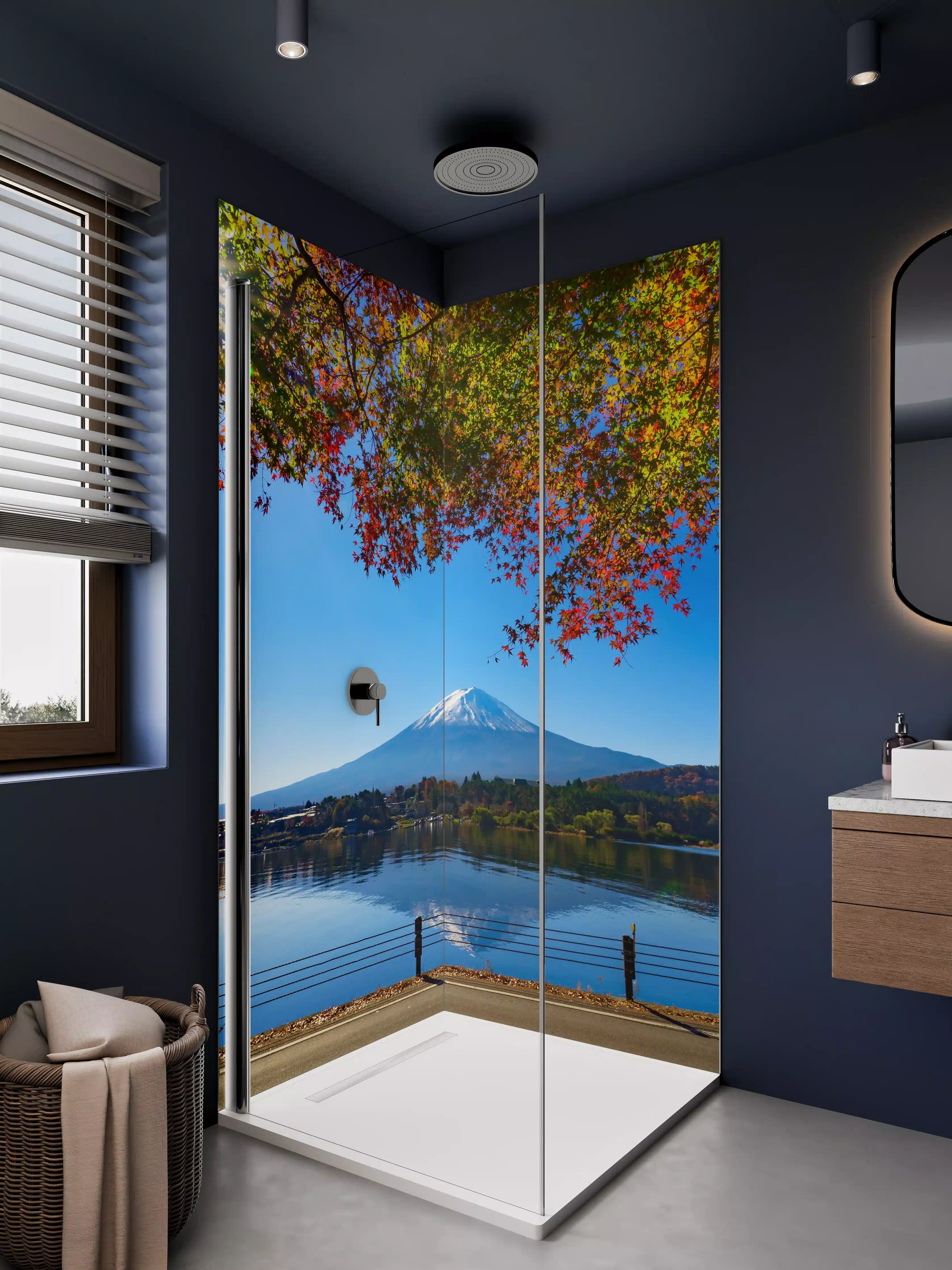 Duschrückwand - Berg Panorama mit Herbstfarben