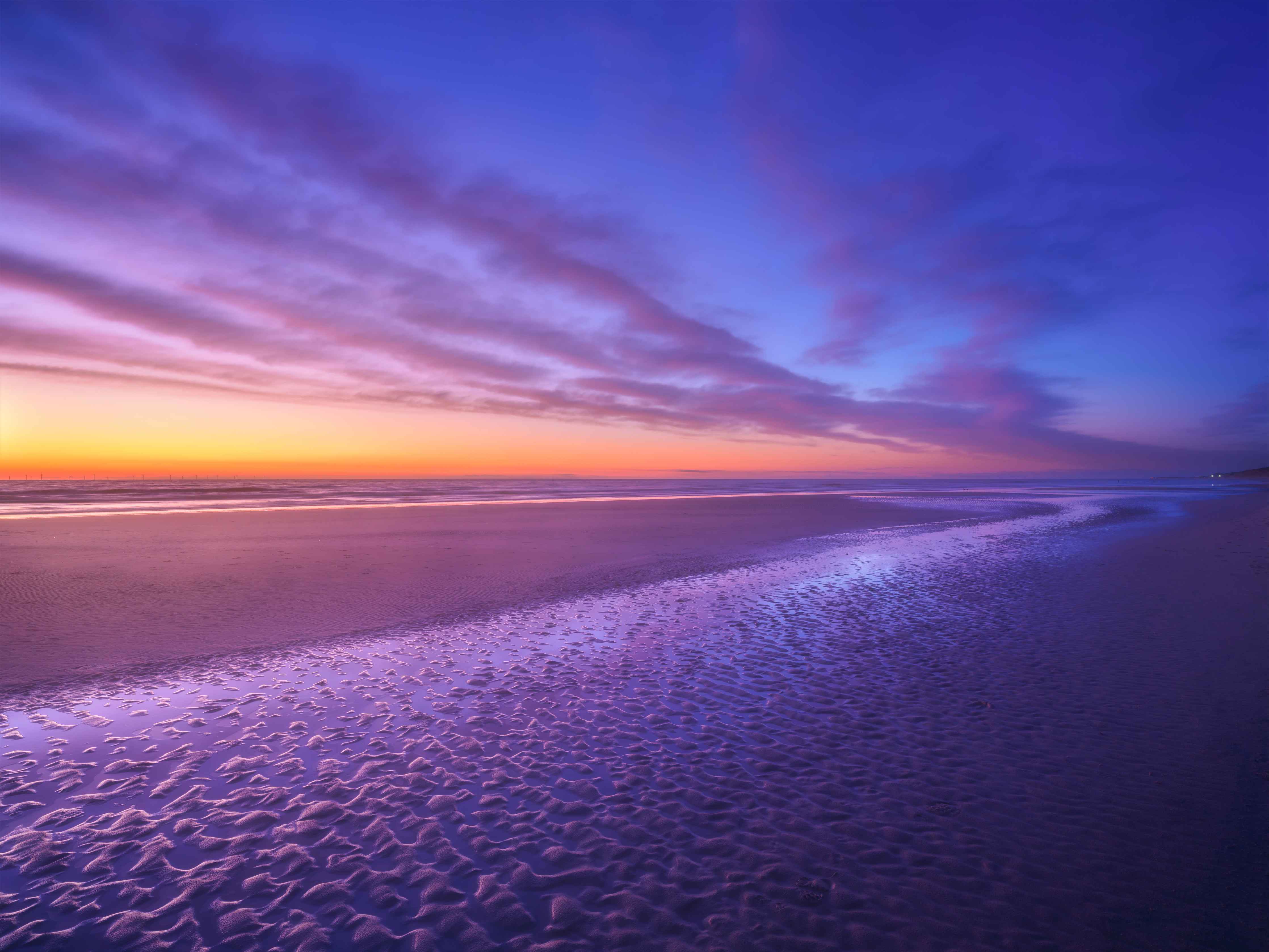 Duschrückwand-Blaue Abendszene am Strand
