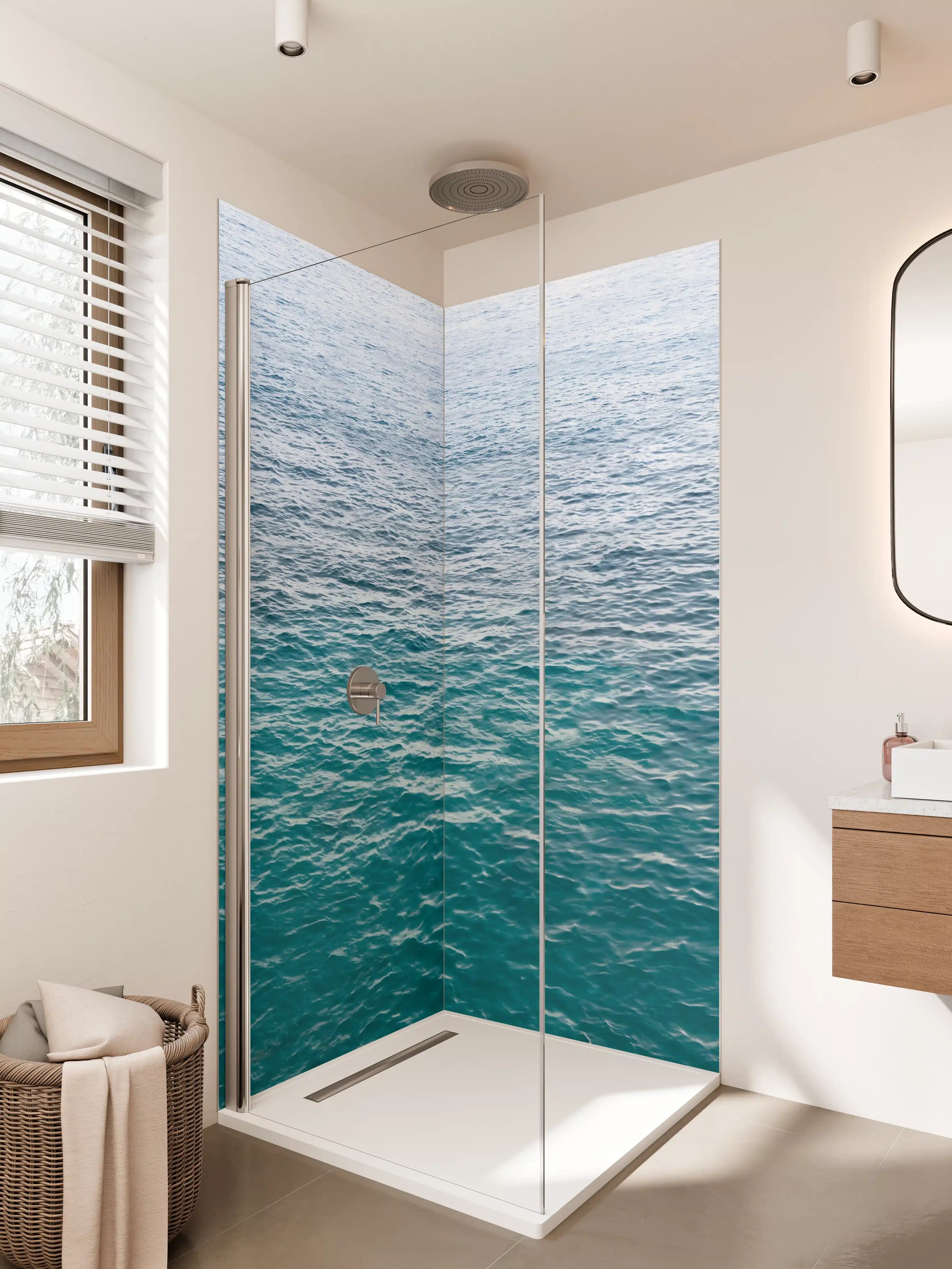 Duschrückwand - Blick auf das offene Meer