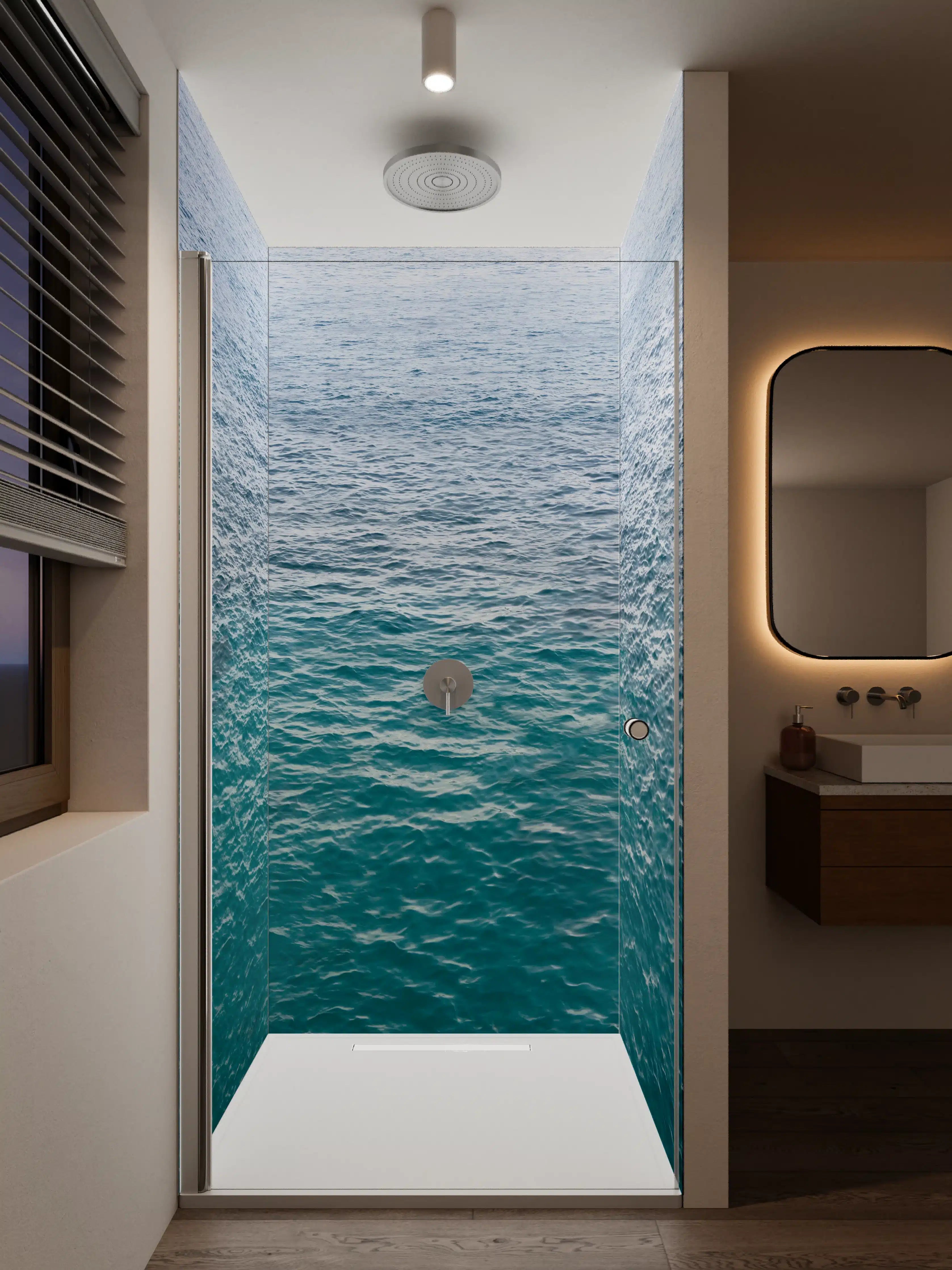 Duschrückwand - Blick auf das offene Meer