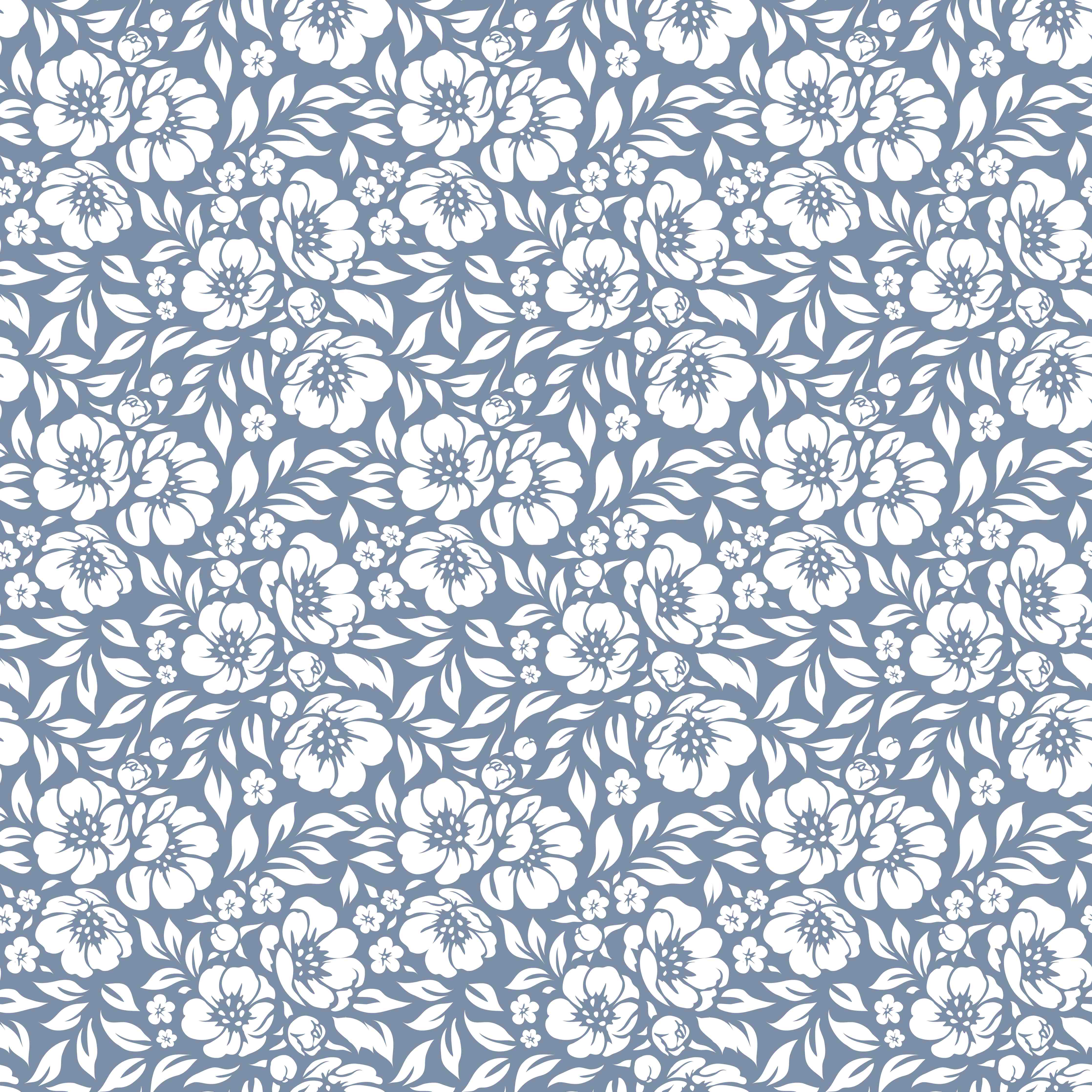 Duschrückwand-Blumen in Blau, Weiß und Grau