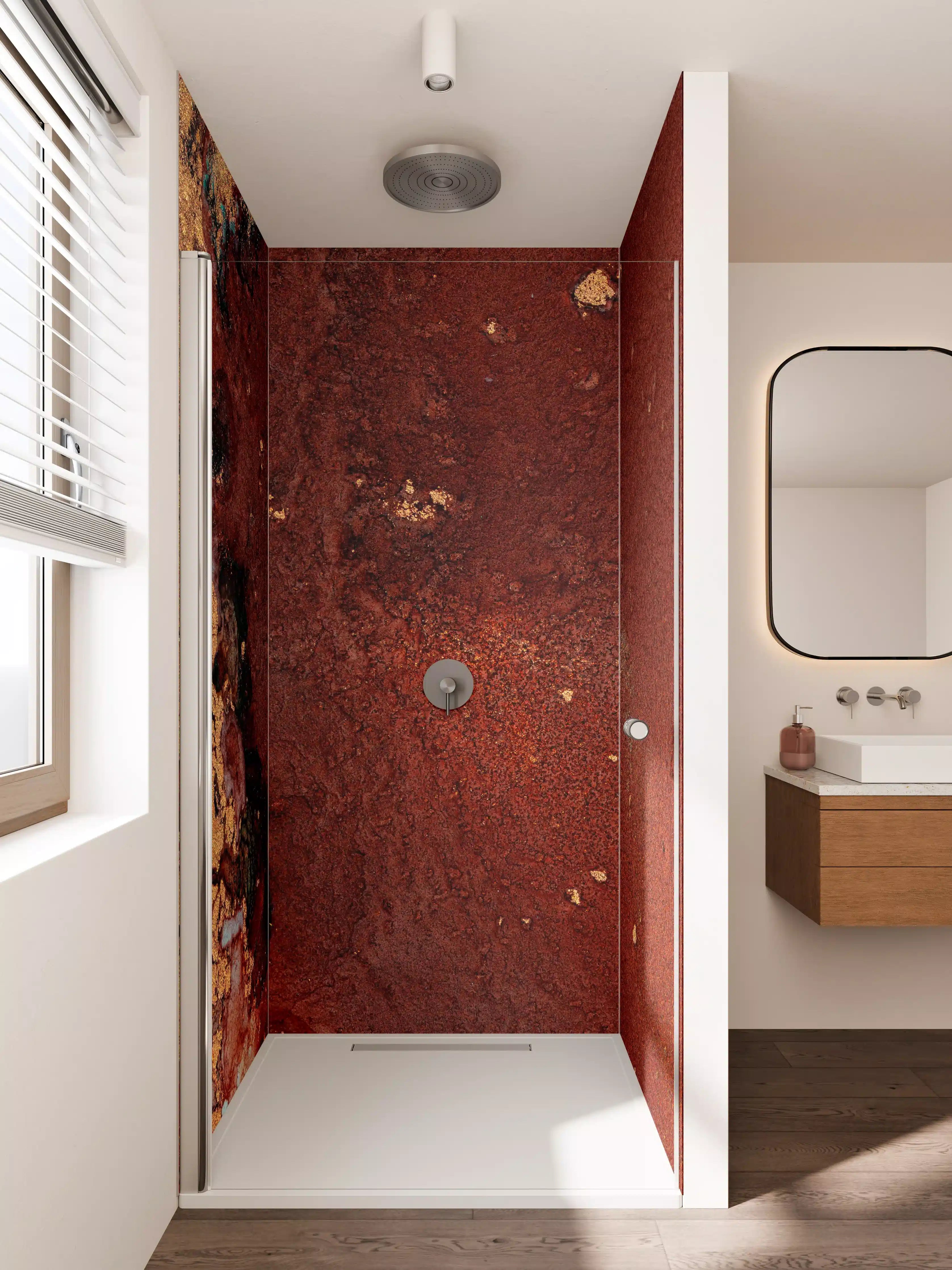 Duschrückwand - Bräunliche Marmor Textur - Flüssigmalerei