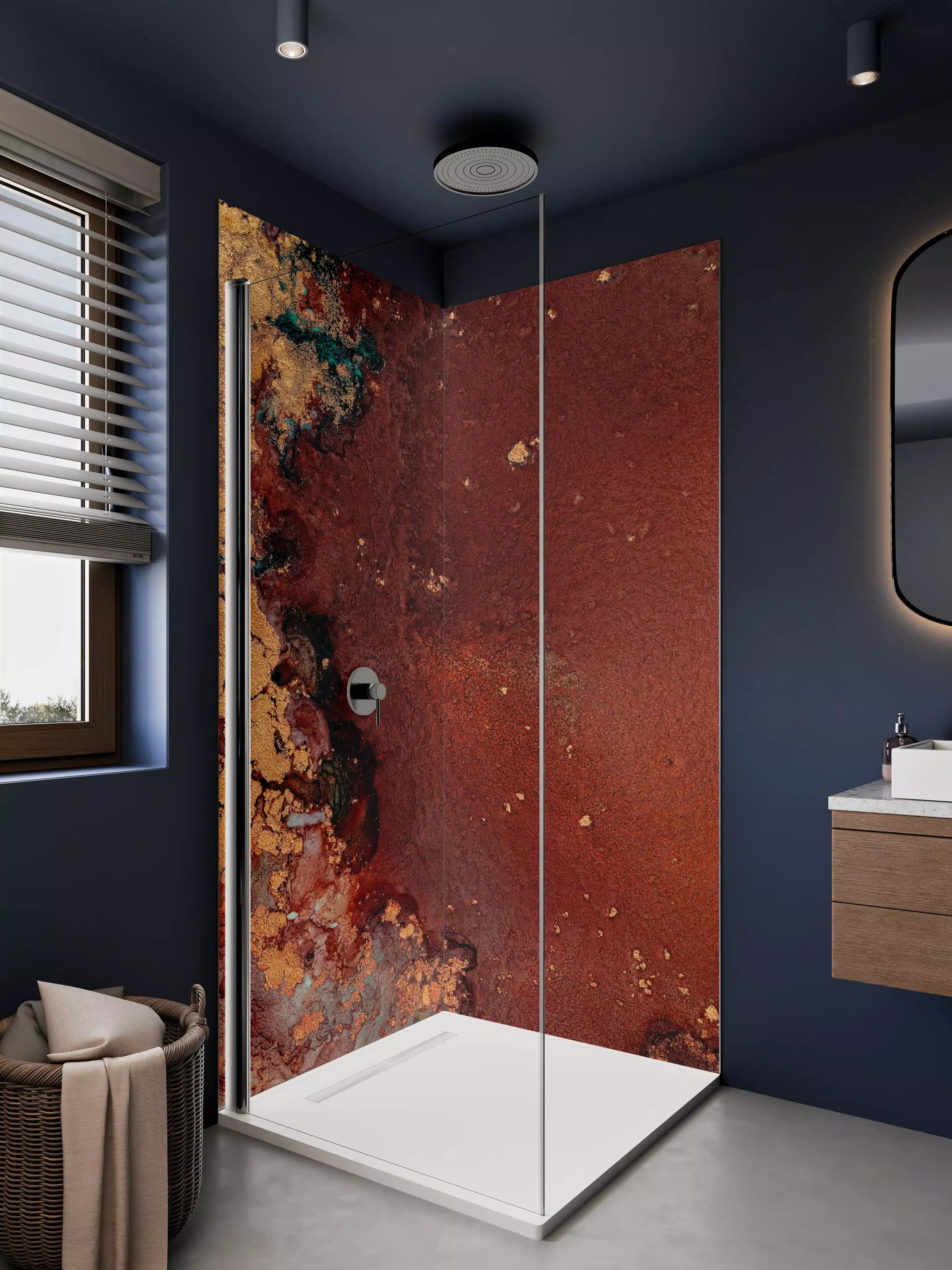 Duschrückwand - Bräunliche Marmor Textur - Flüssigmalerei