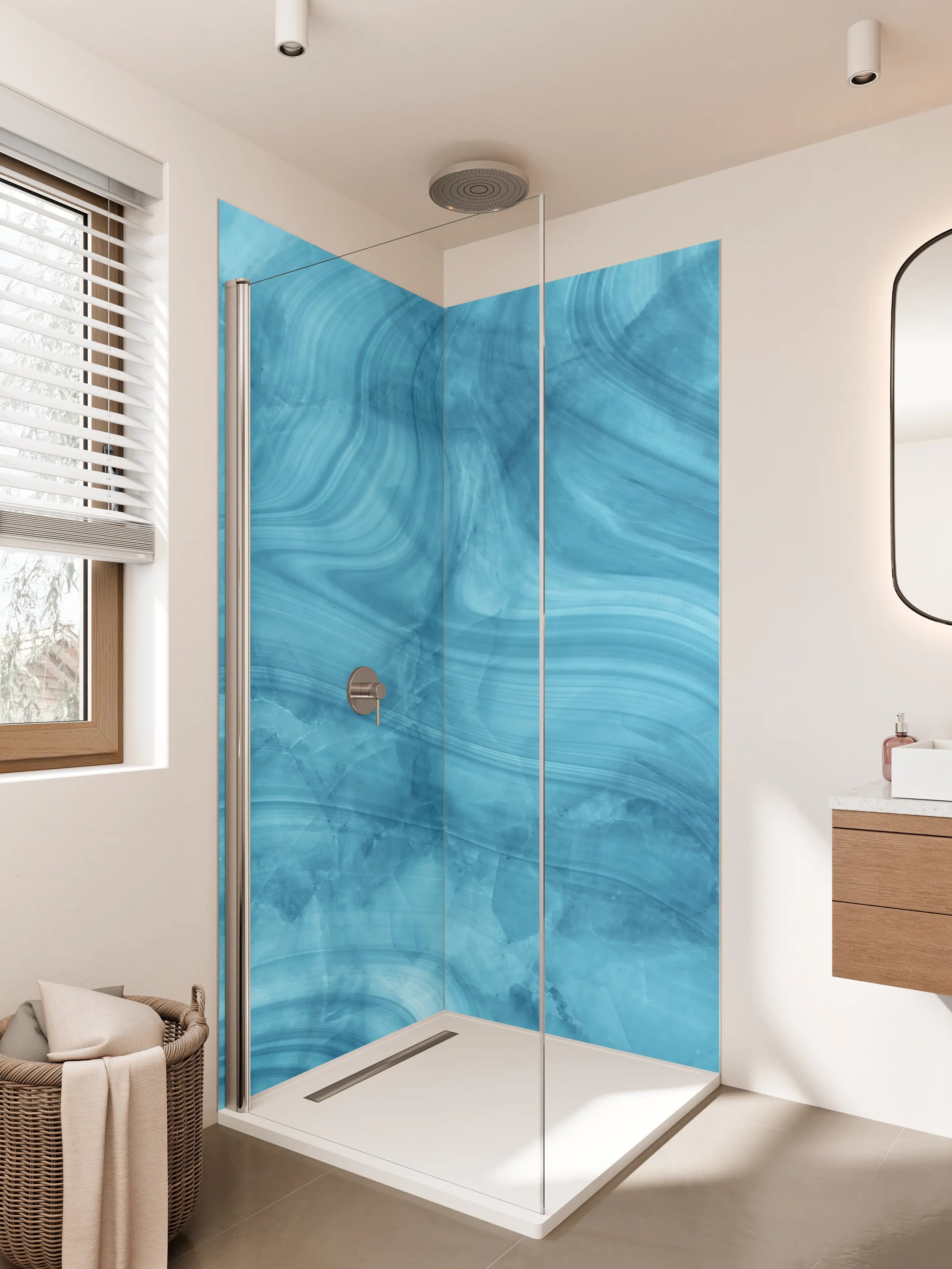 Duschrückwand - Dunkelblaues Marmor Muster