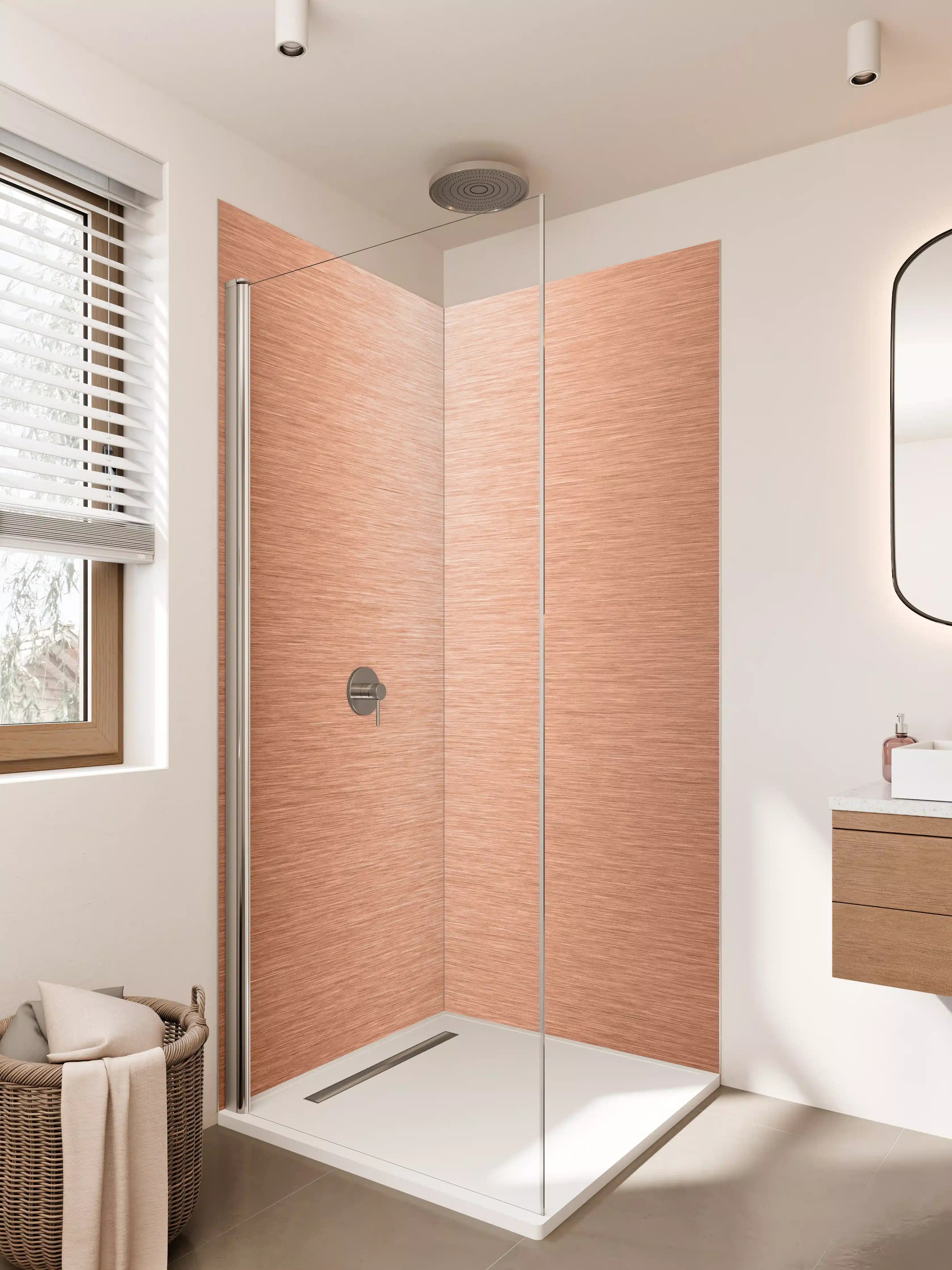 Duschrückwand - Kupfermetallic mit feiner Struktur