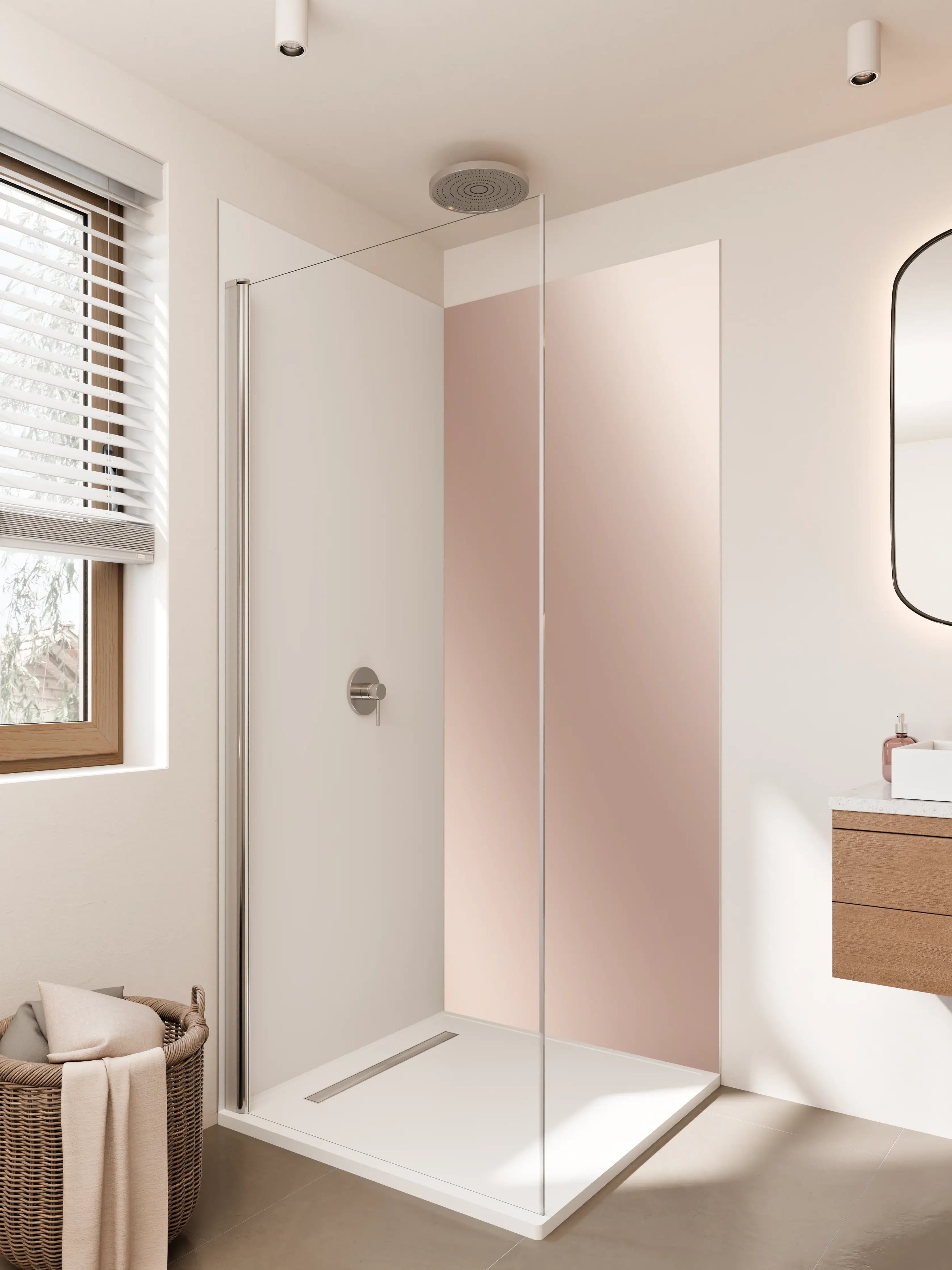 Duschrückwand - Luxus-Perlmut-Schimmer in Rosé-Beige