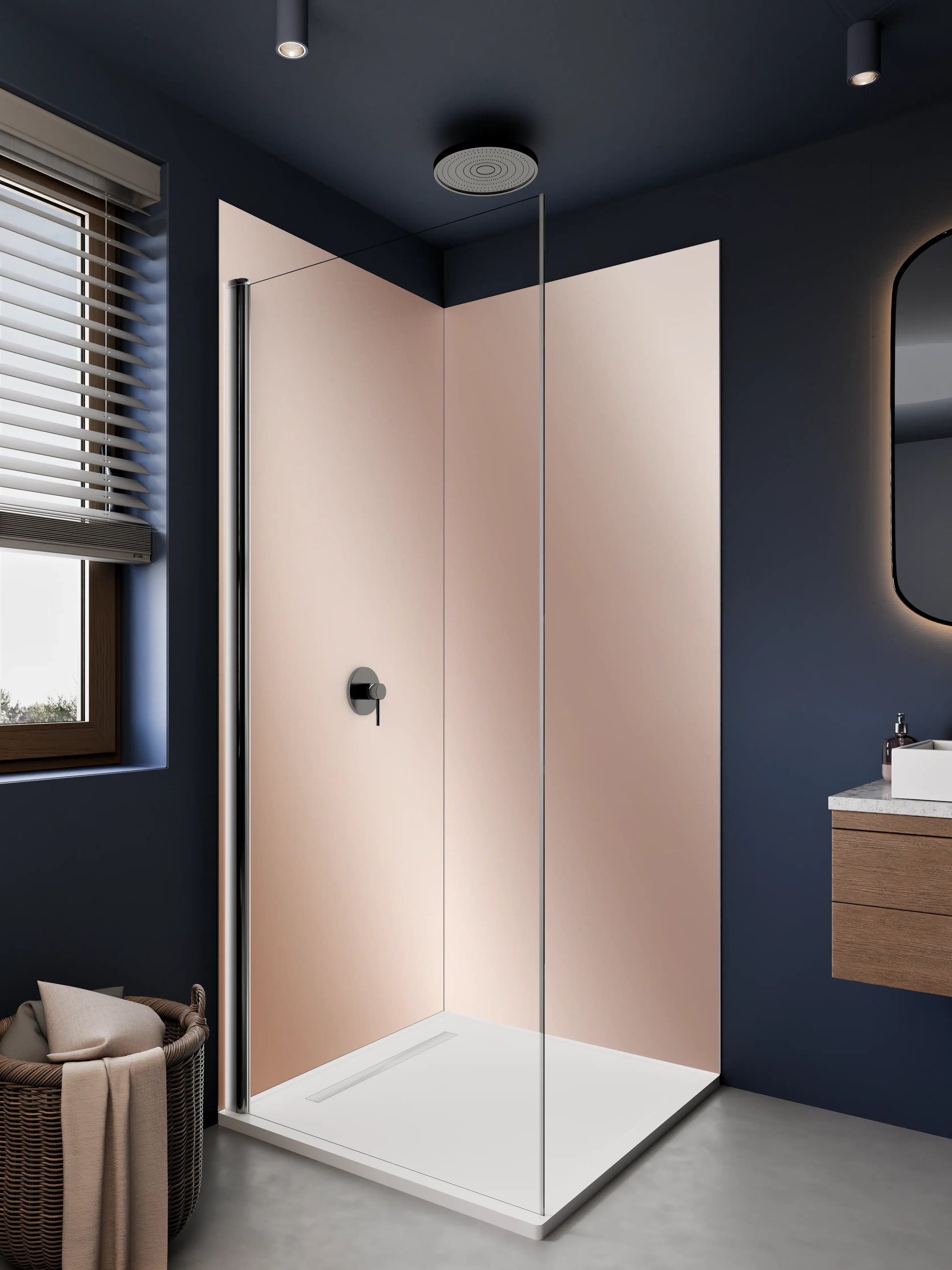 Duschrückwand - Luxus-Perlmut-Schimmer in Rosé-Beige