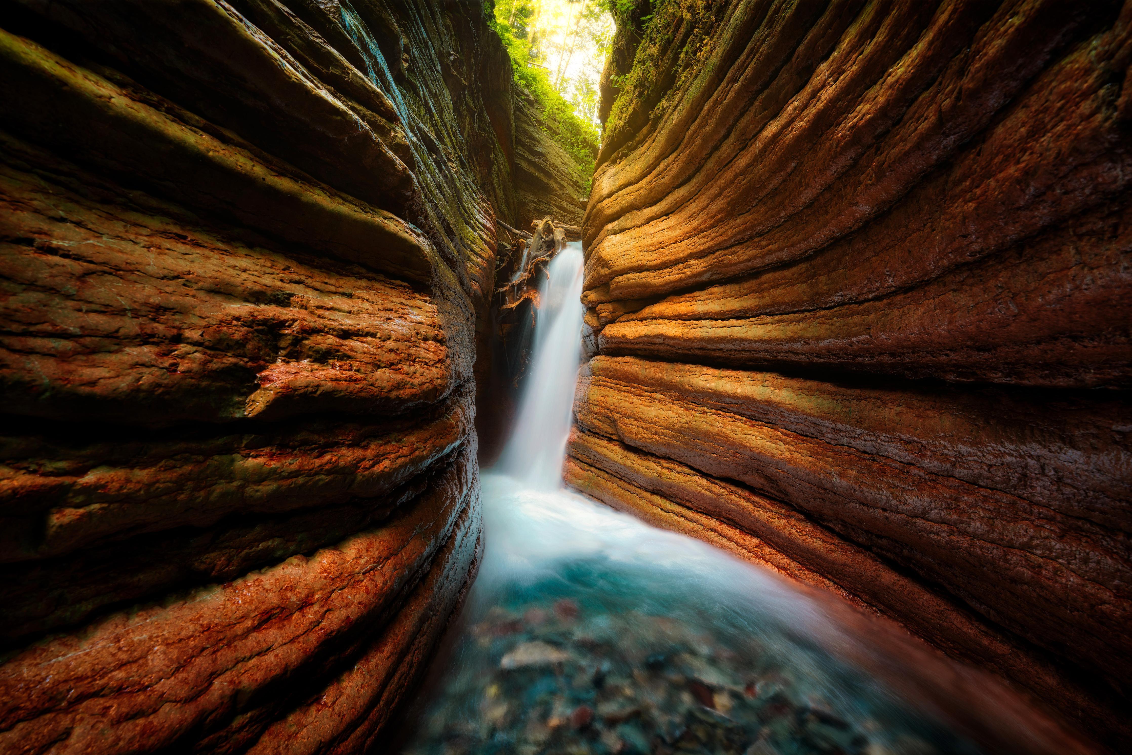Duschrückwand-Tauglebach Klamm Slot Canyon River in Austria