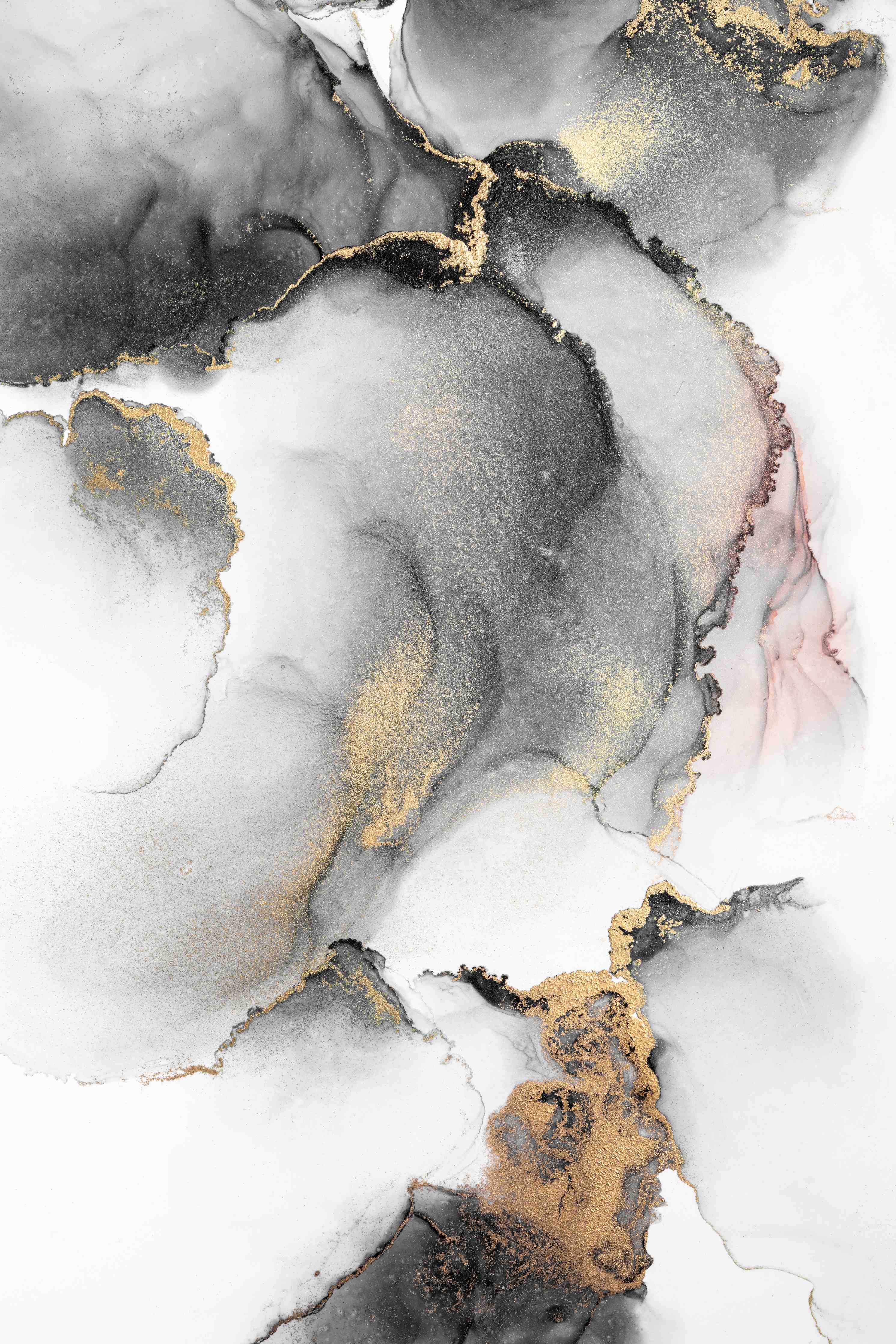 Duschrückwand-Elegante Black-White-Gold-Aquarellkunst