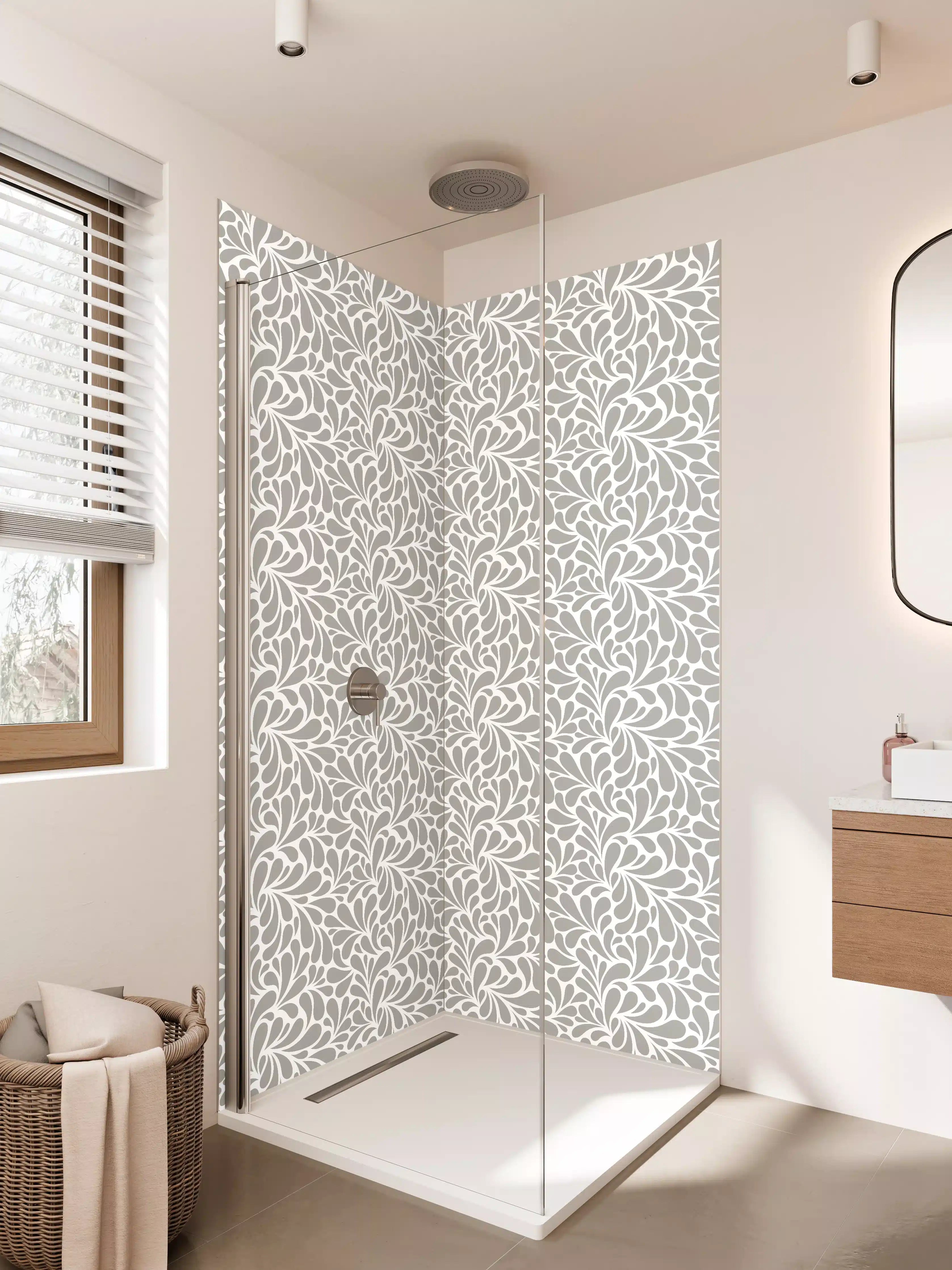 Duschrückwand - Elegantes Grau-Weiß-Muster
