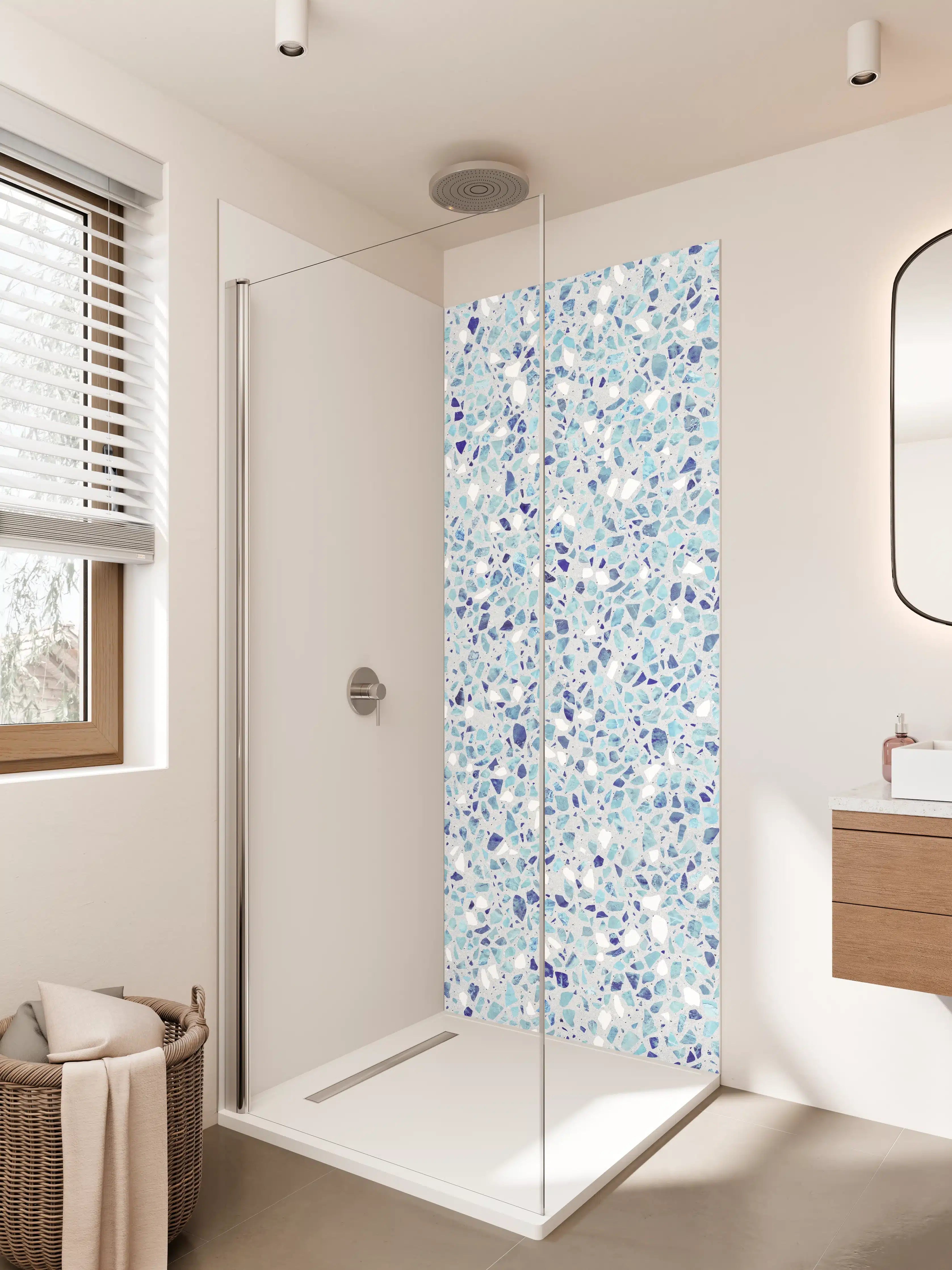 Duschrückwand - Farbige Terrazzo Stein Textur