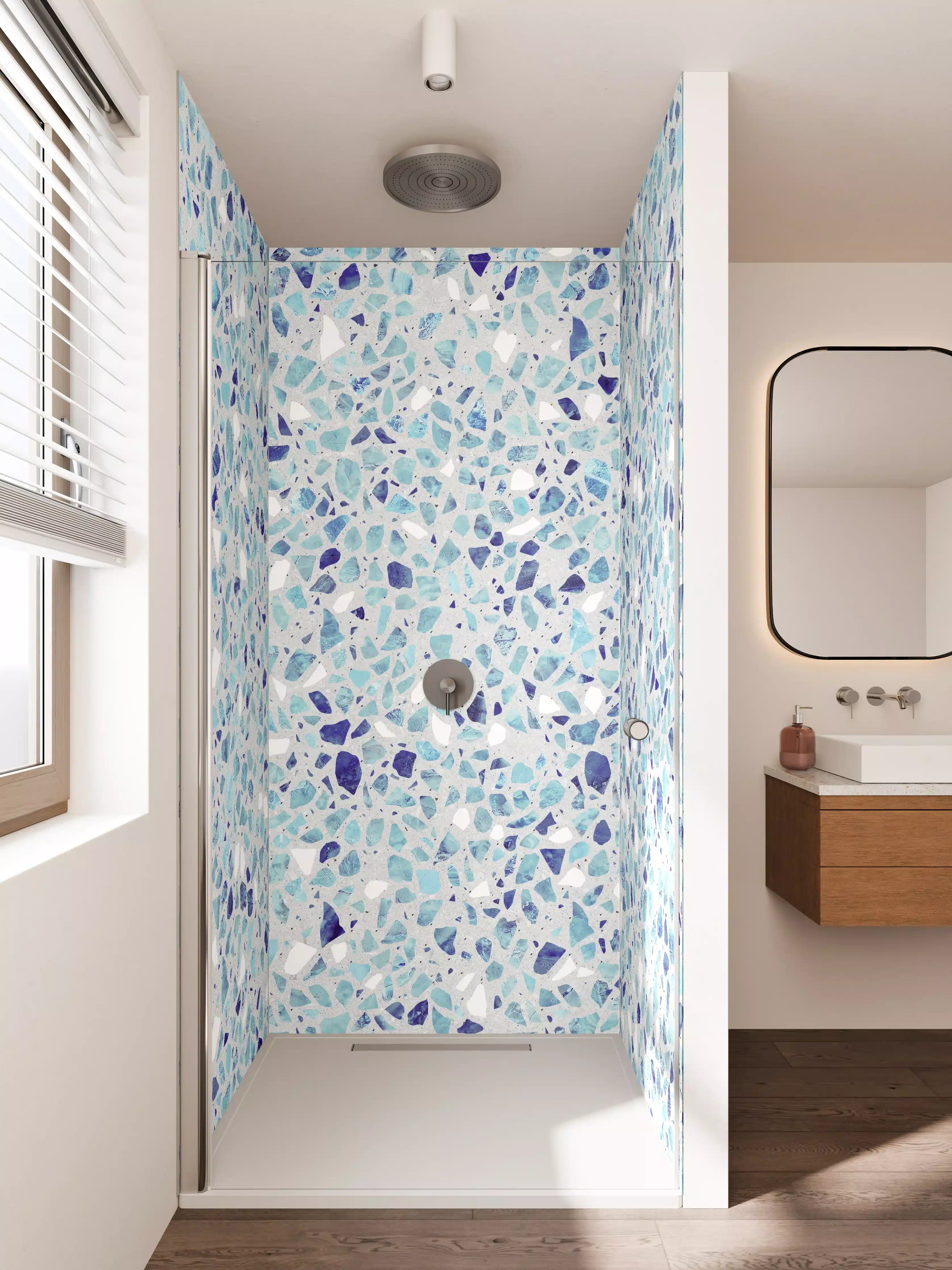 Duschrückwand - Farbige Terrazzo Stein Textur