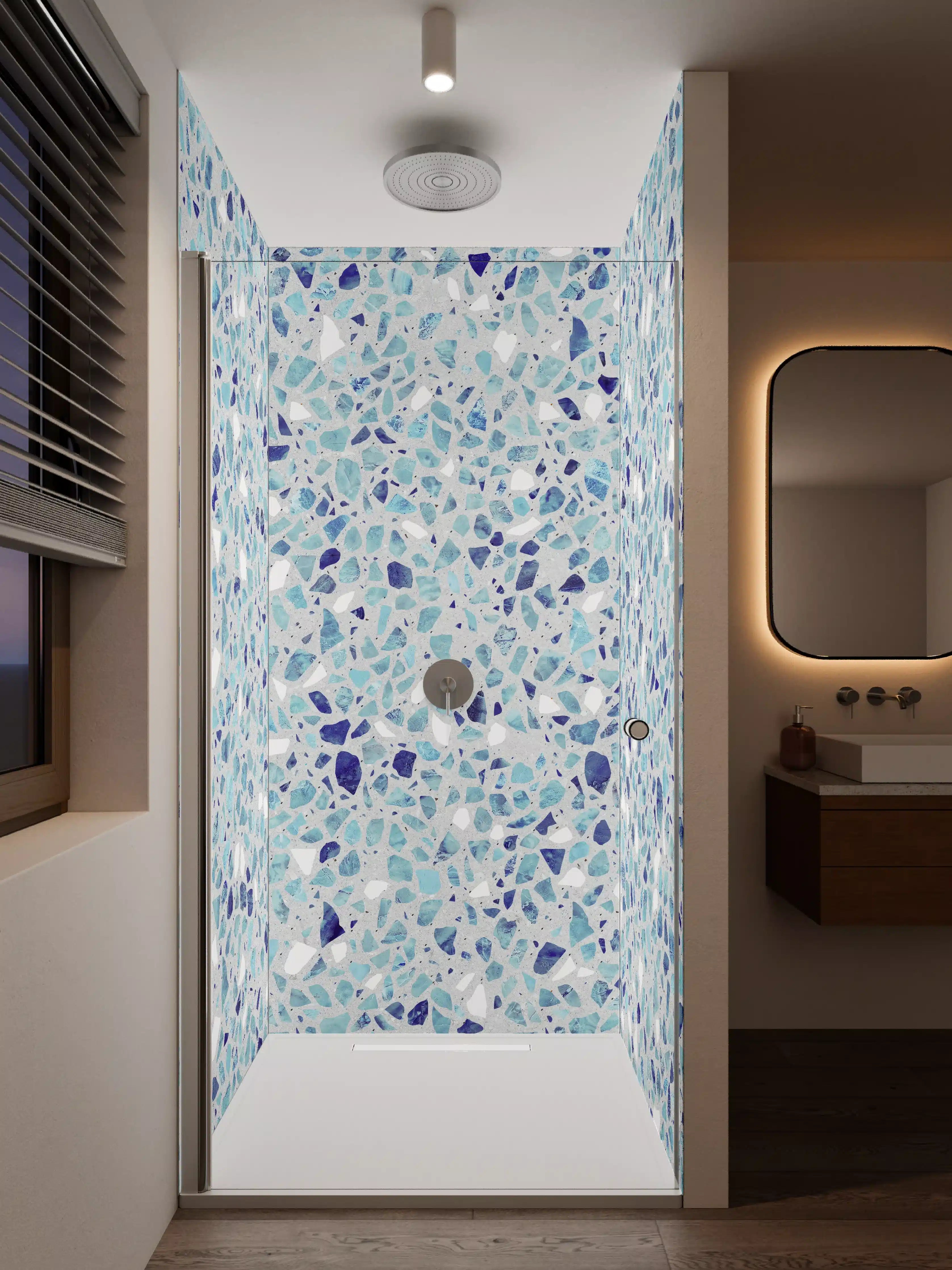 Duschrückwand - Farbige Terrazzo Stein Textur