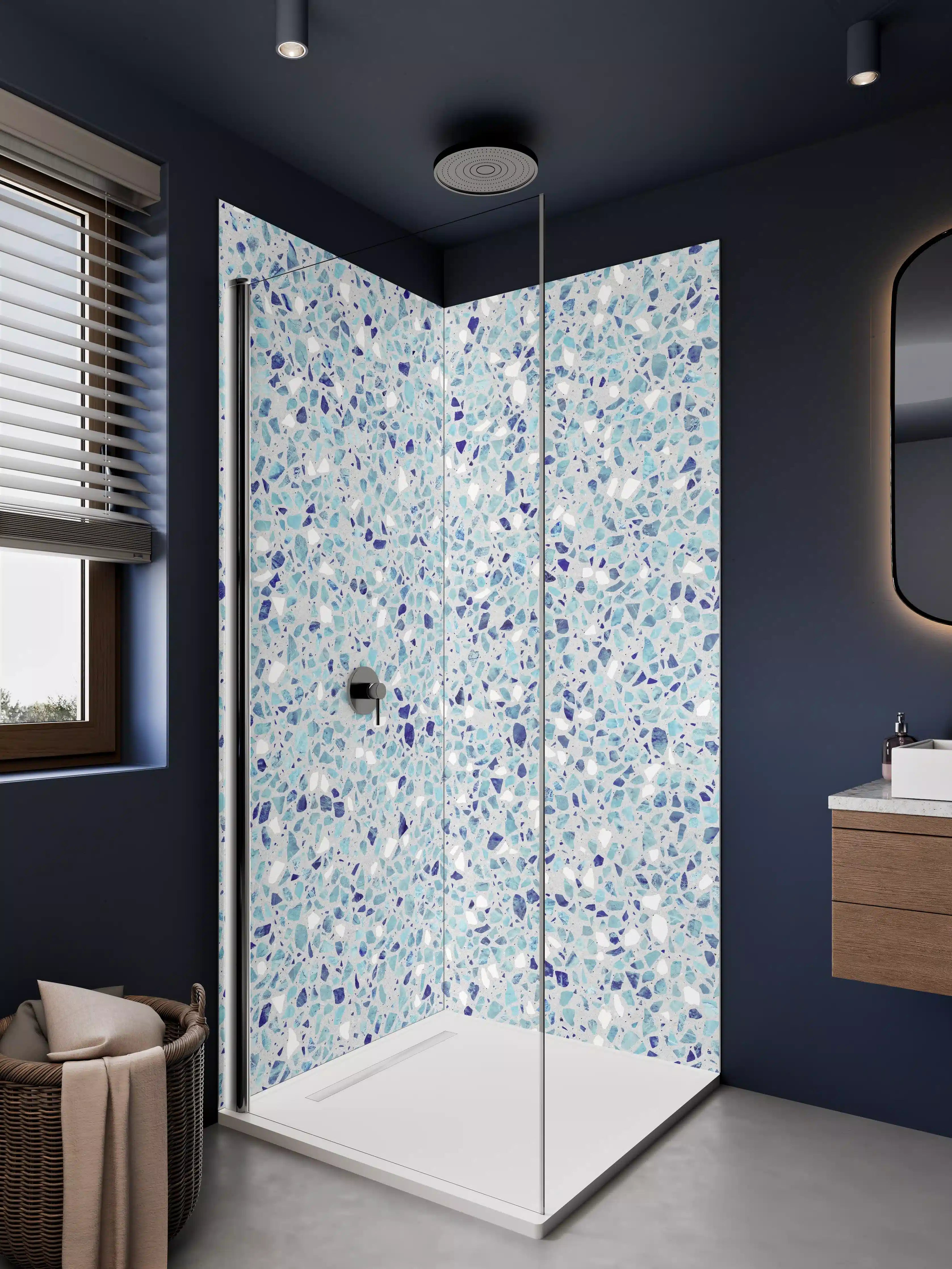 Duschrückwand - Farbige Terrazzo Stein Textur