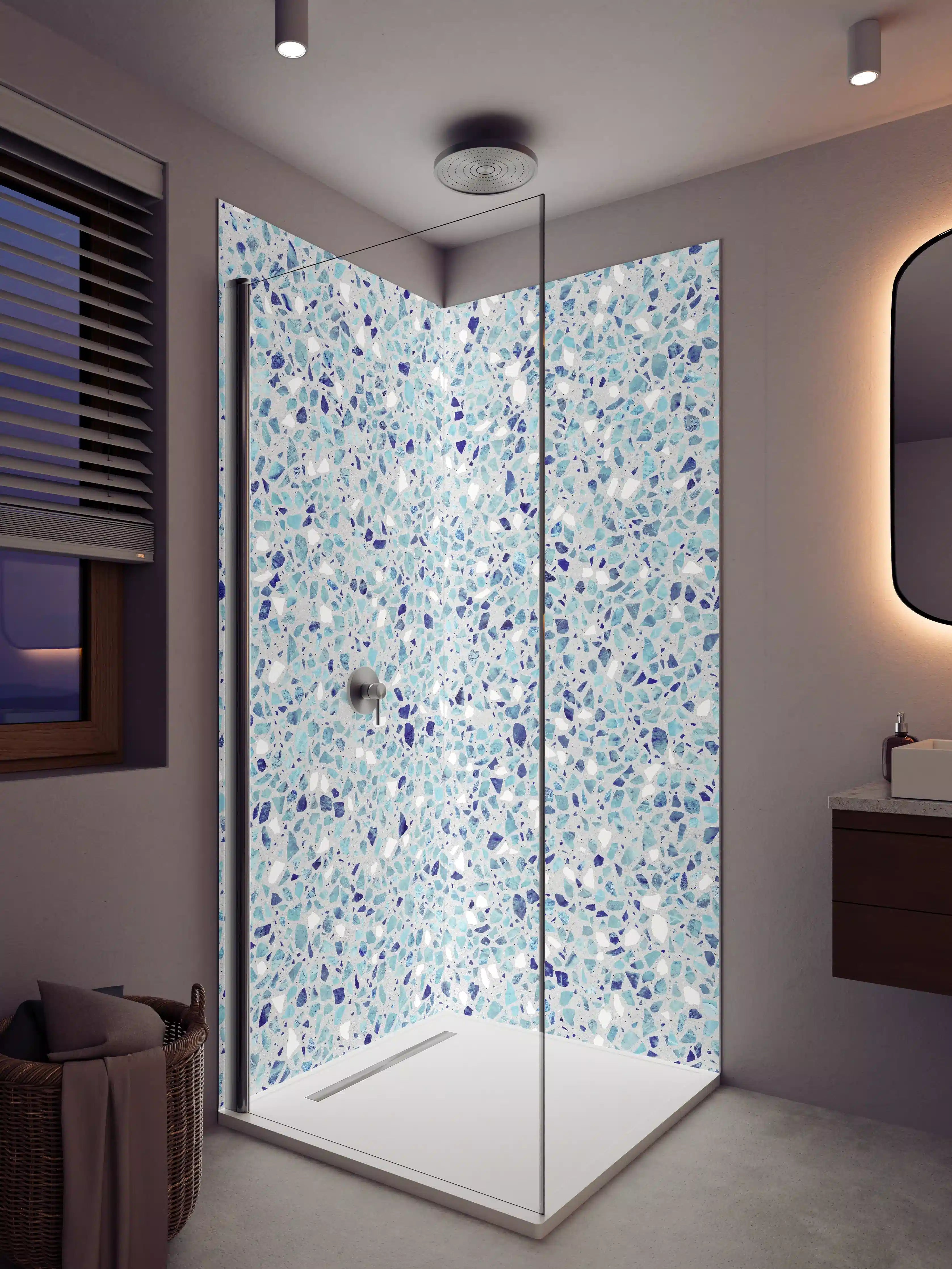 Duschrückwand - Farbige Terrazzo Stein Textur