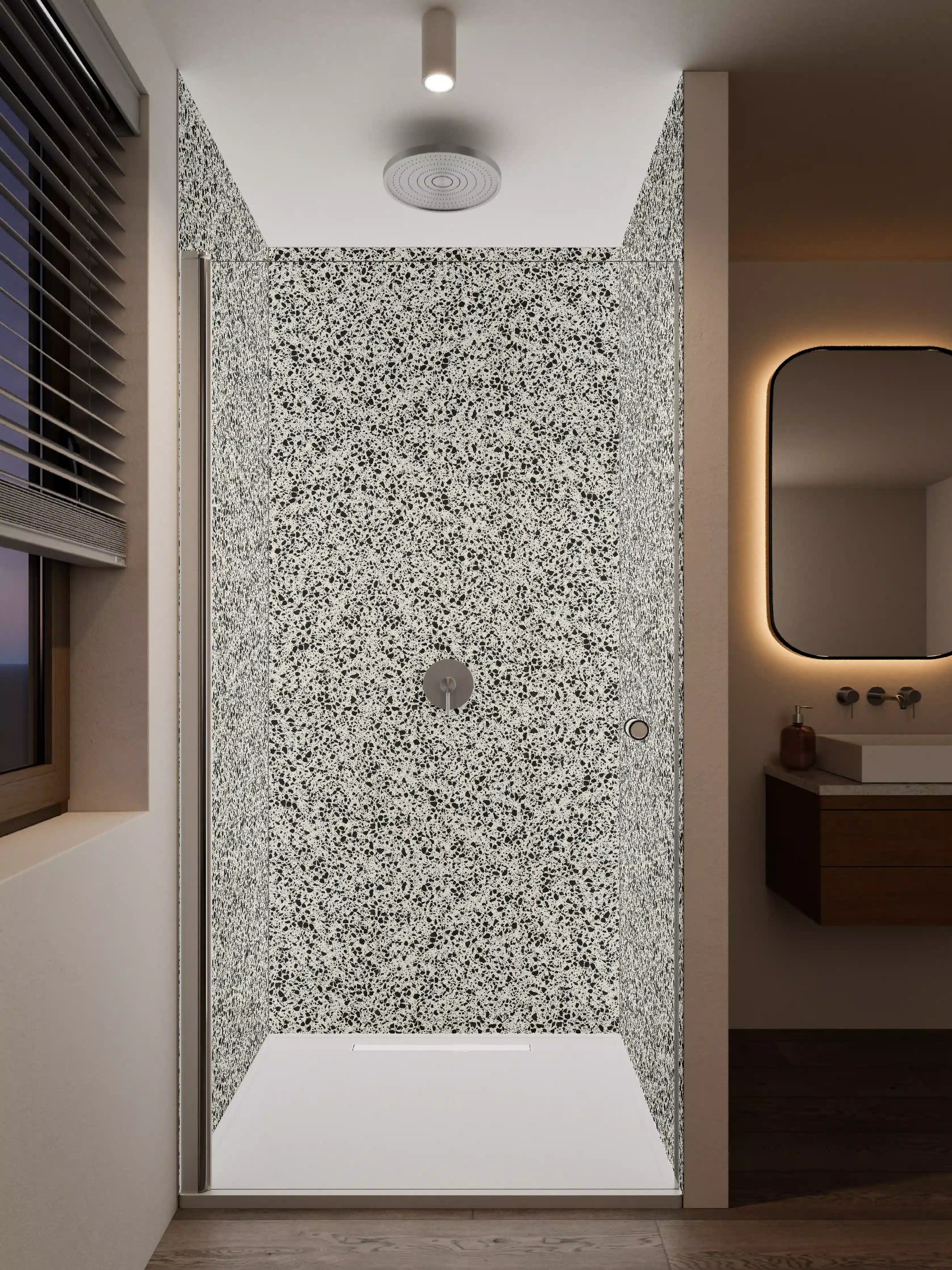 Duschrückwand - Feine Sand-Textur in neutralen Tönen