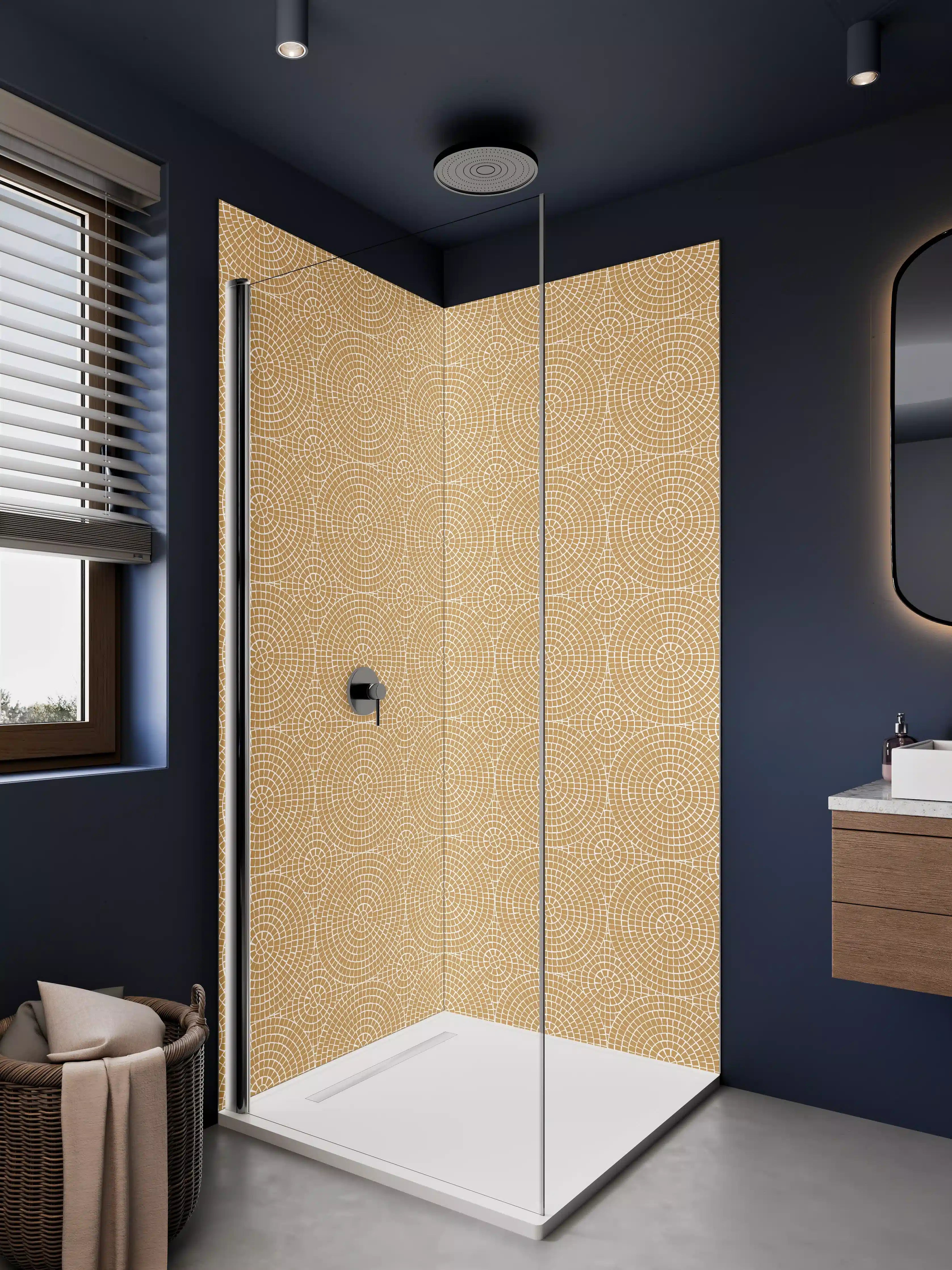 Duschrückwand - Feines geometrisches Muster in Beige