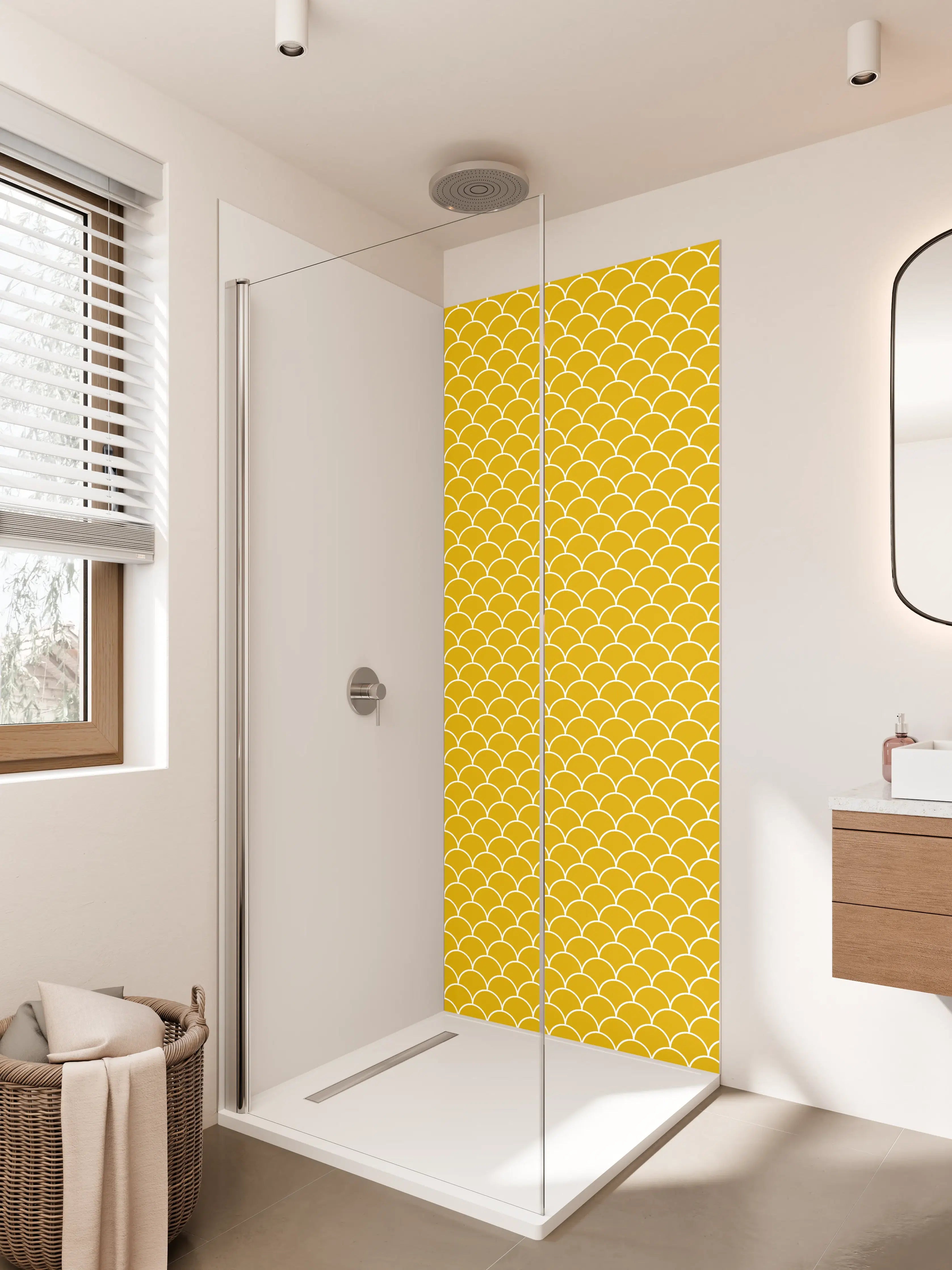 Duschrückwand - Gelbe Skalenmuster-Textur