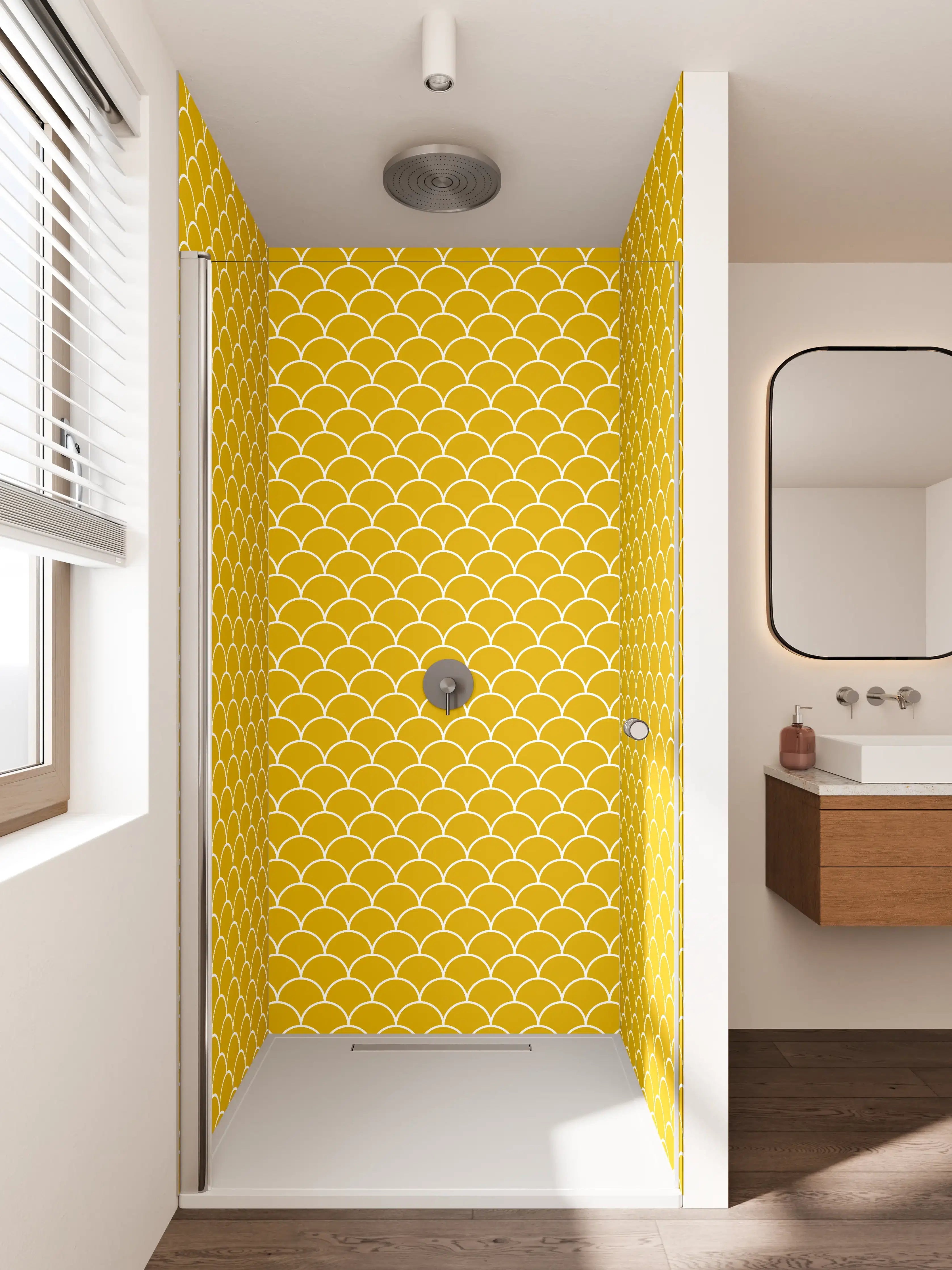 Duschrückwand - Gelbe Skalenmuster-Textur