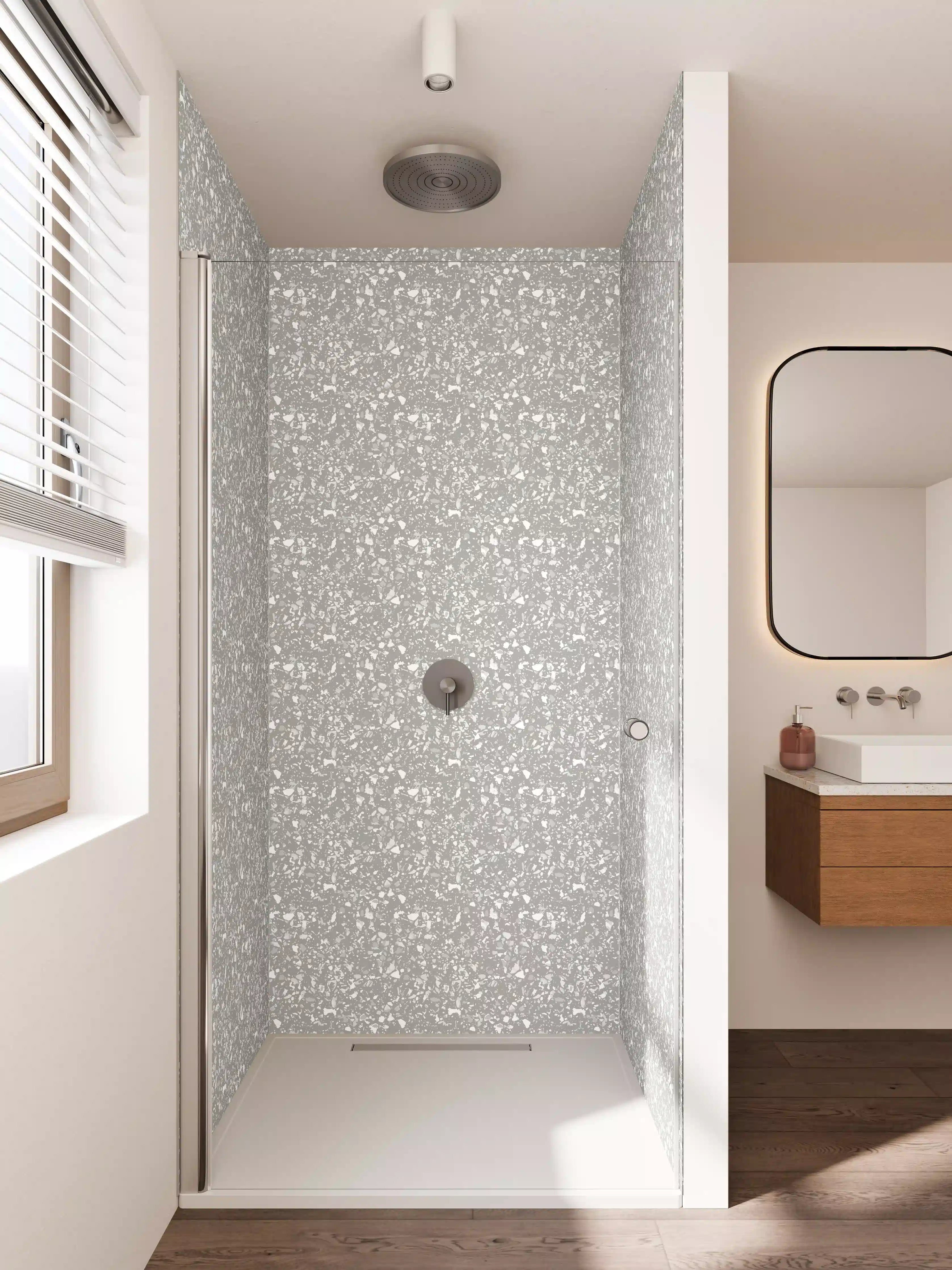 Duschrückwand - Glamouröse Glitzerfläche in Silber