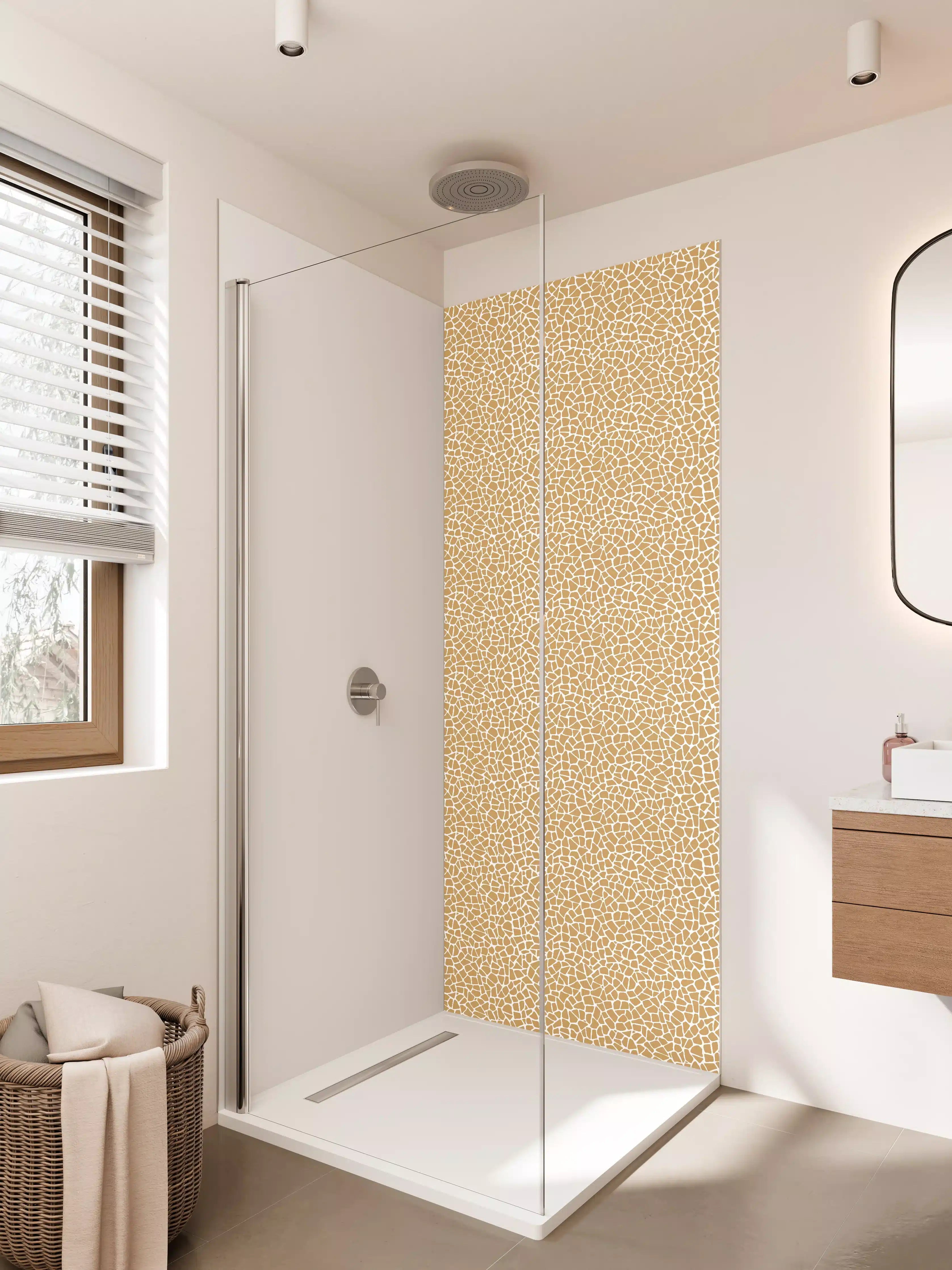 Duschrückwand - Goldene Marmor-Textur mit feiner Struktur