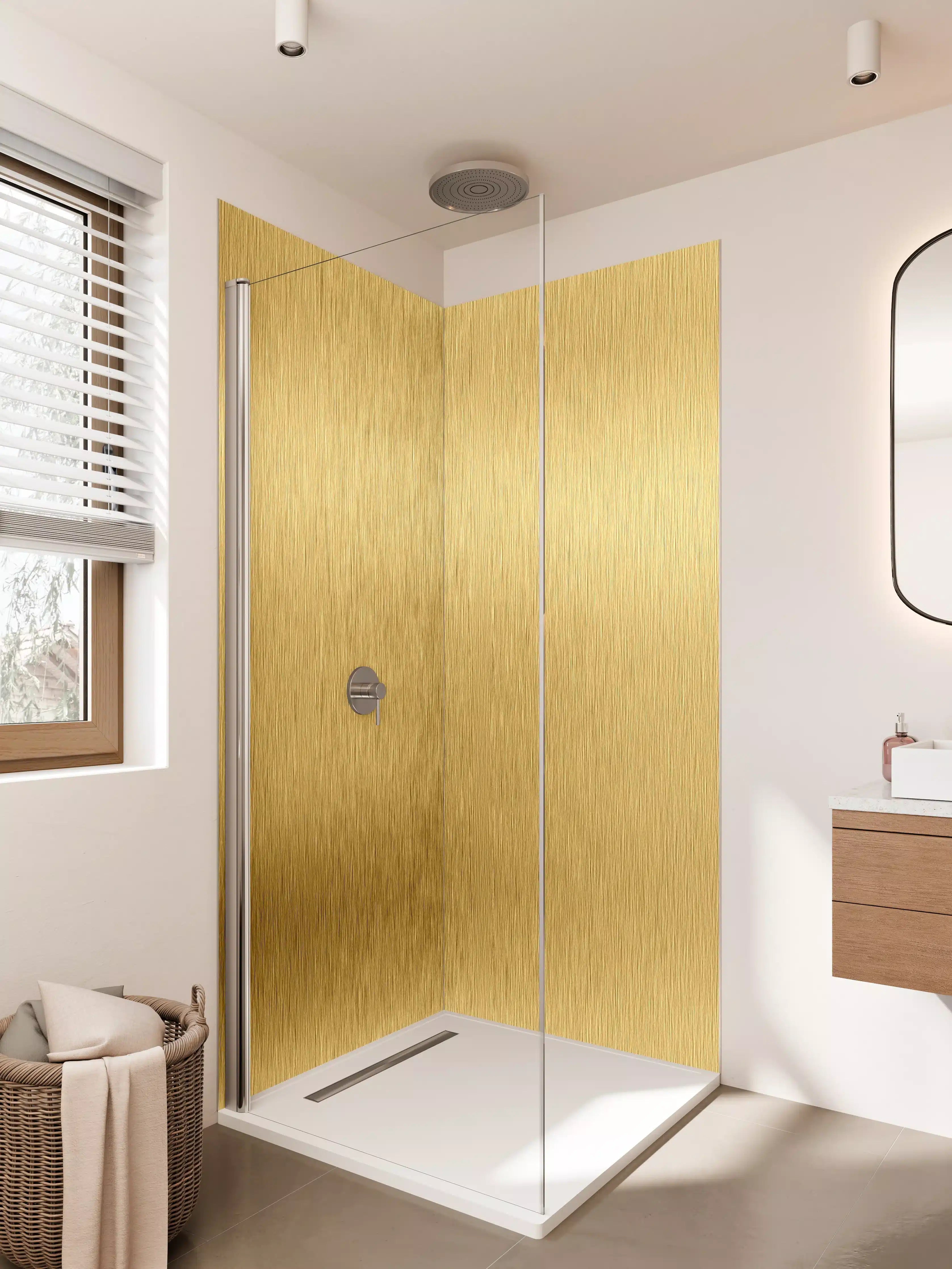 Duschrückwand - Goldene Textur mit metallischem Glanz